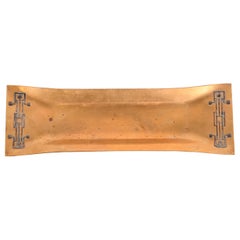Heintz Arts & Crafts Sterling Silver on Bronze Pen Tray