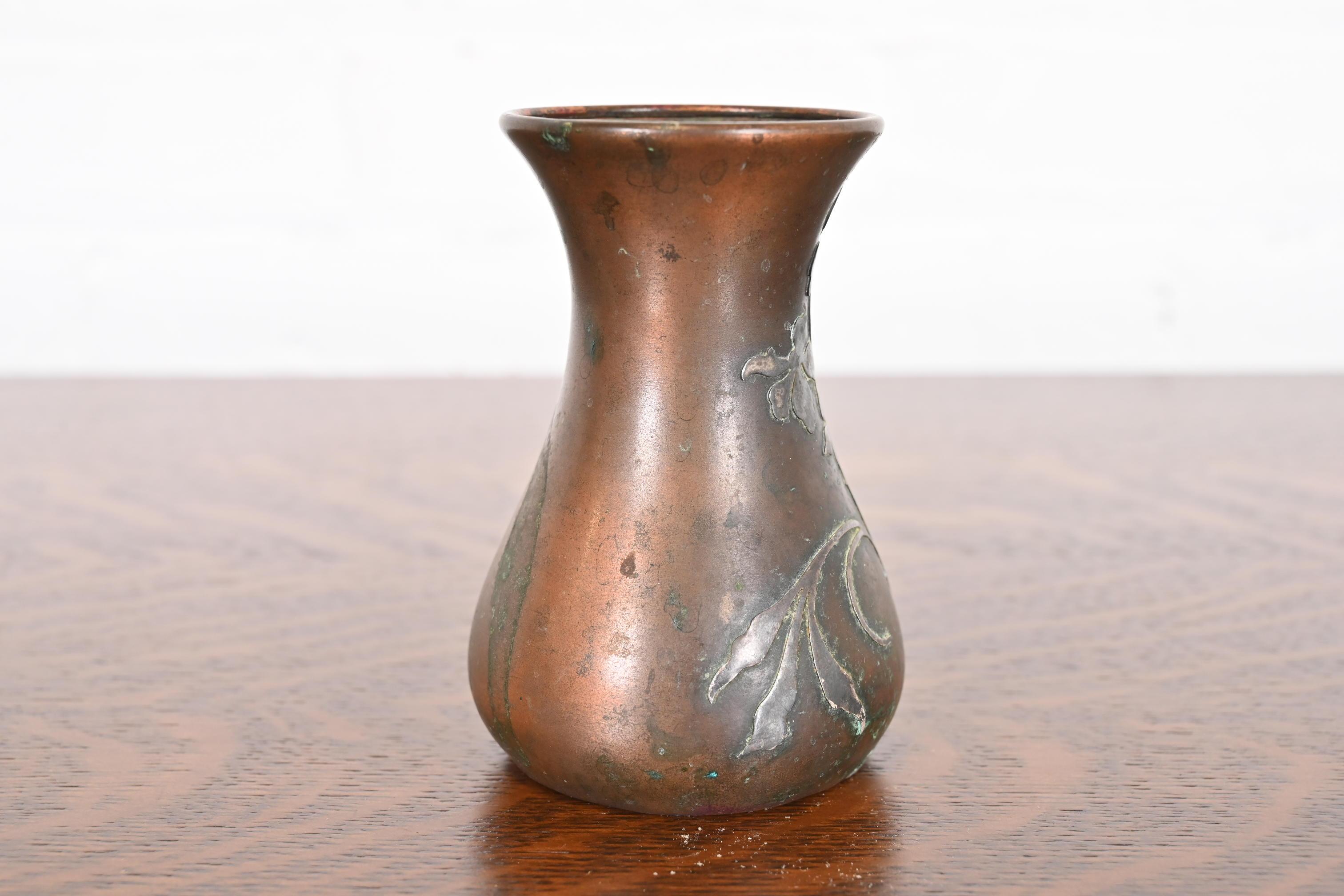 Heintz Arts & Crafts Sterling Silver on Bronze Petite Vase 5