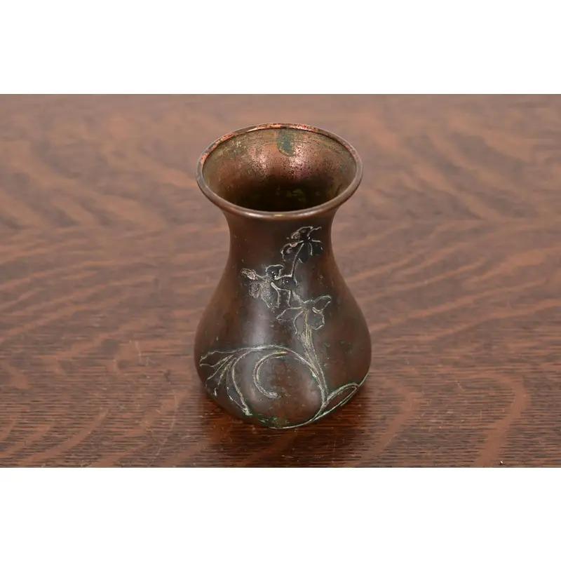Arts and Crafts Vaso Petite in argento e bronzo di Heintz Arts & Crafts in vendita