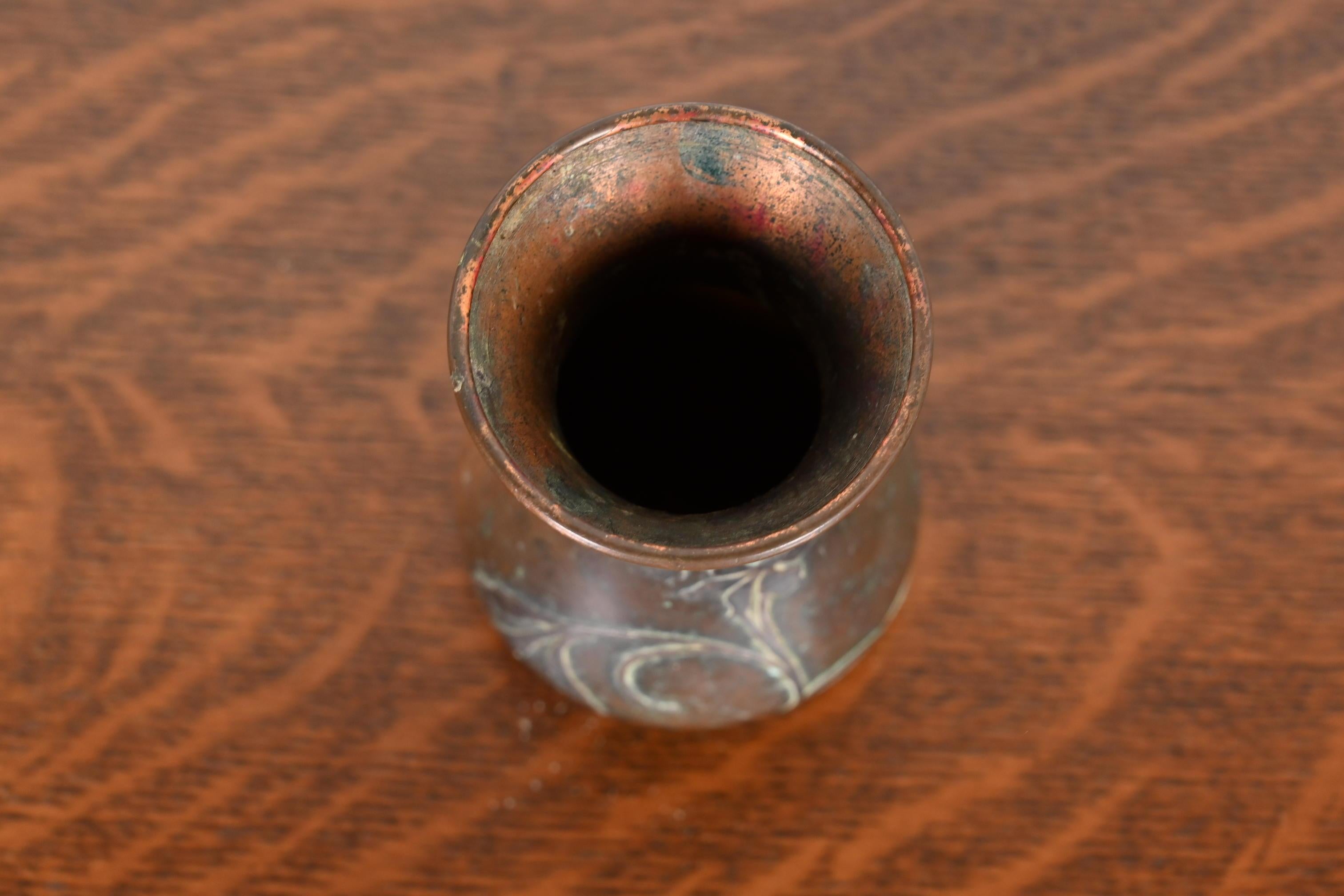 Heintz Arts & Crafts Sterling Silver on Bronze Petite Vase 1