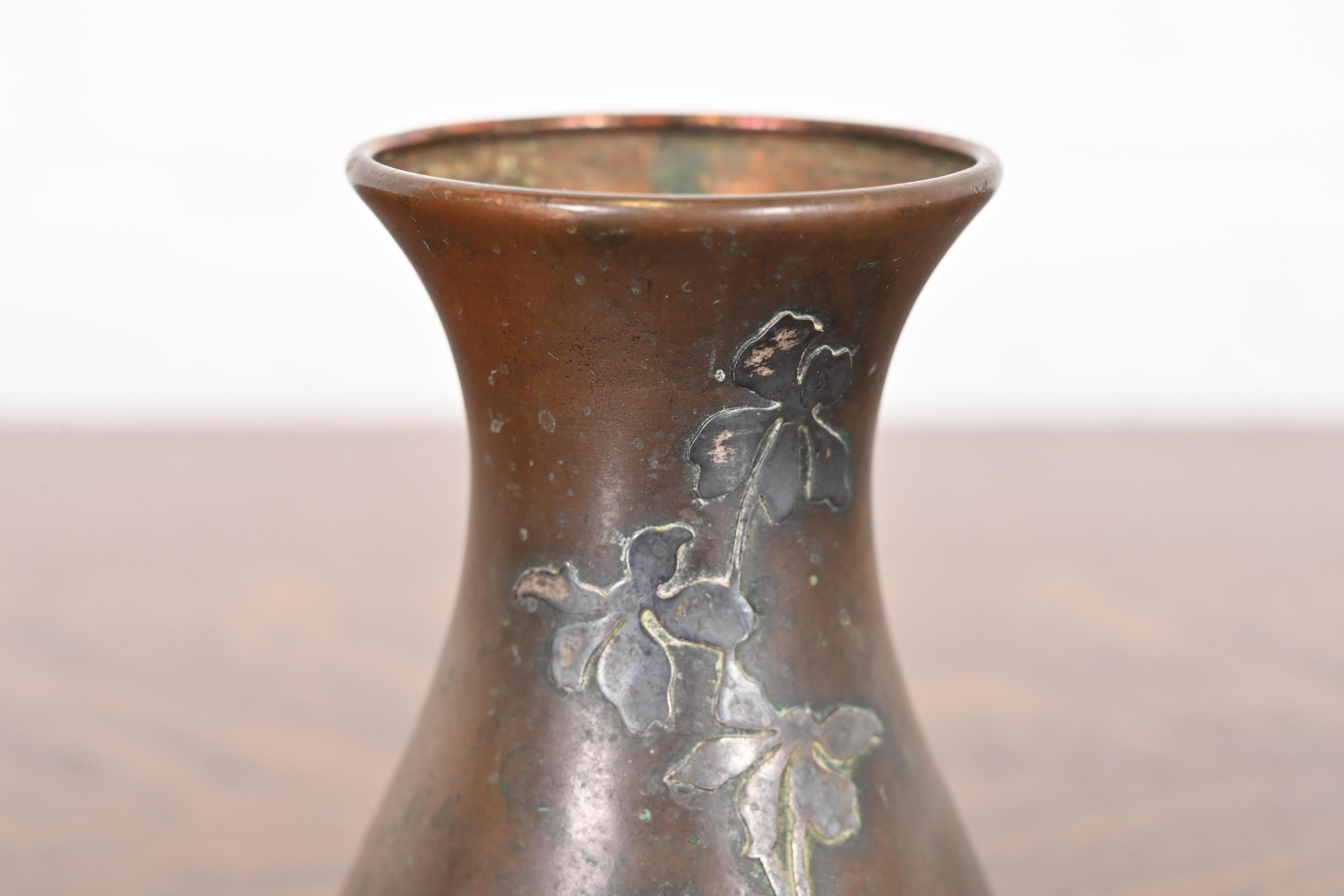 Heintz Arts & Crafts Sterling Silver on Bronze Petite Vase 2