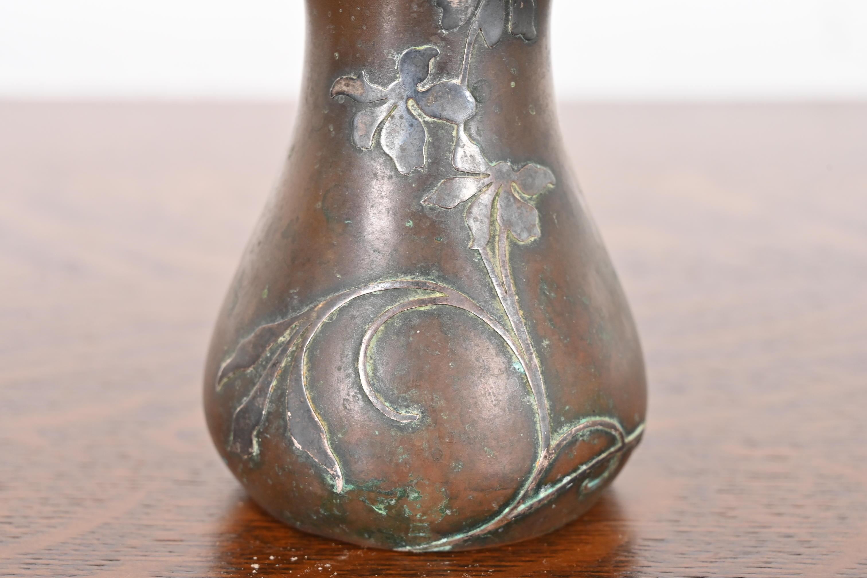 Heintz Arts & Crafts Sterling Silver on Bronze Petite Vase 3