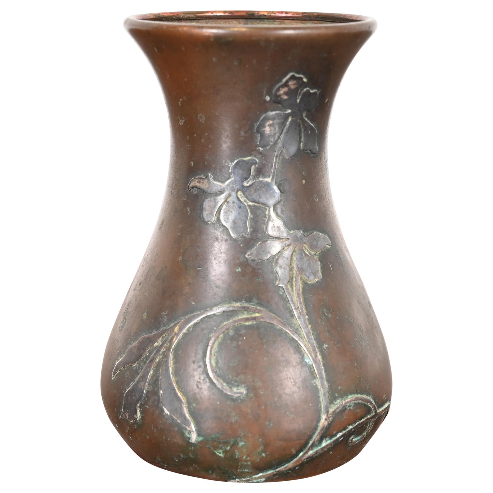 Heintz Arts & Crafts Sterling Silver on Bronze Petite Vase