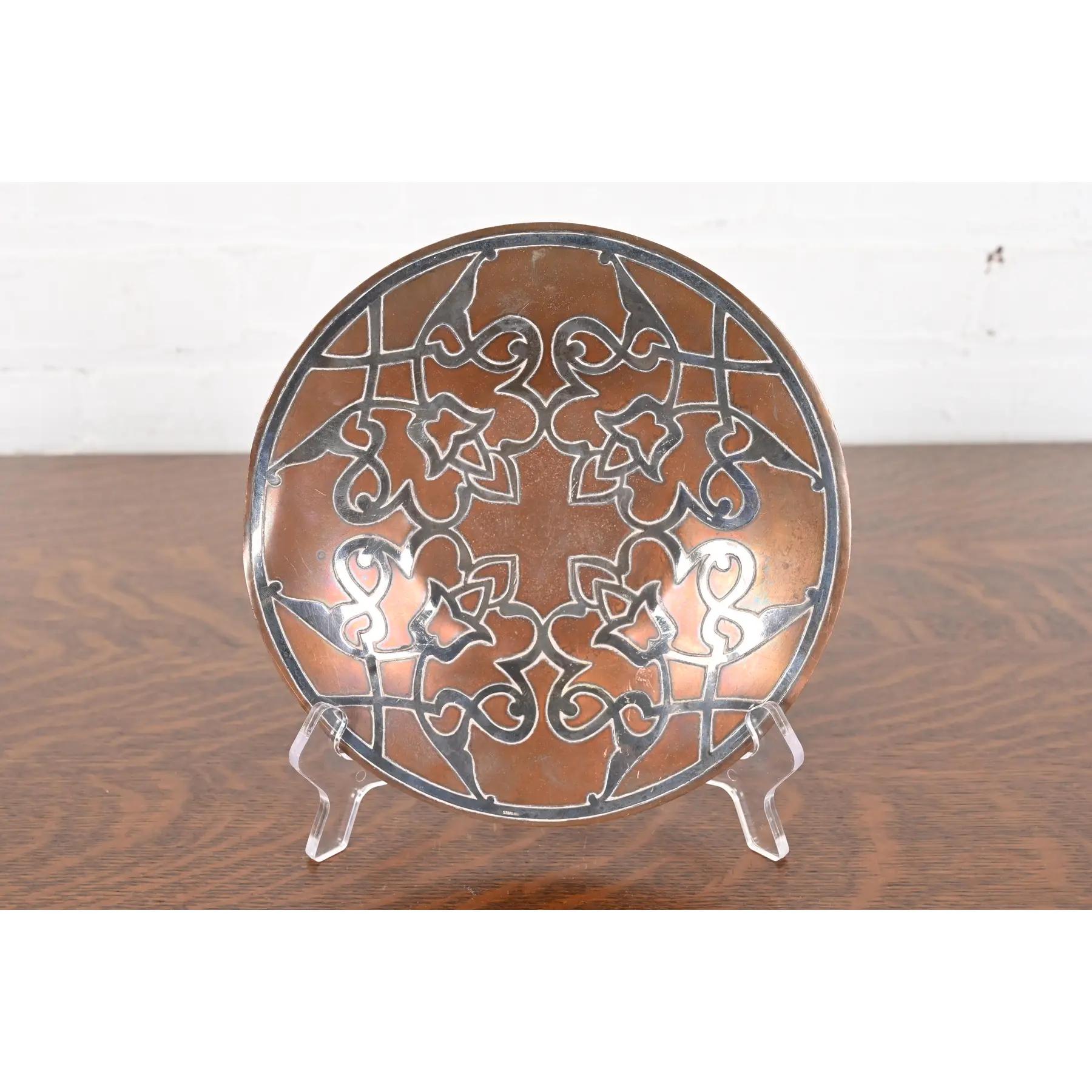 Heintz Arts & Crafts Plata de ley sobre placa de bronce Artes y manualidades en venta