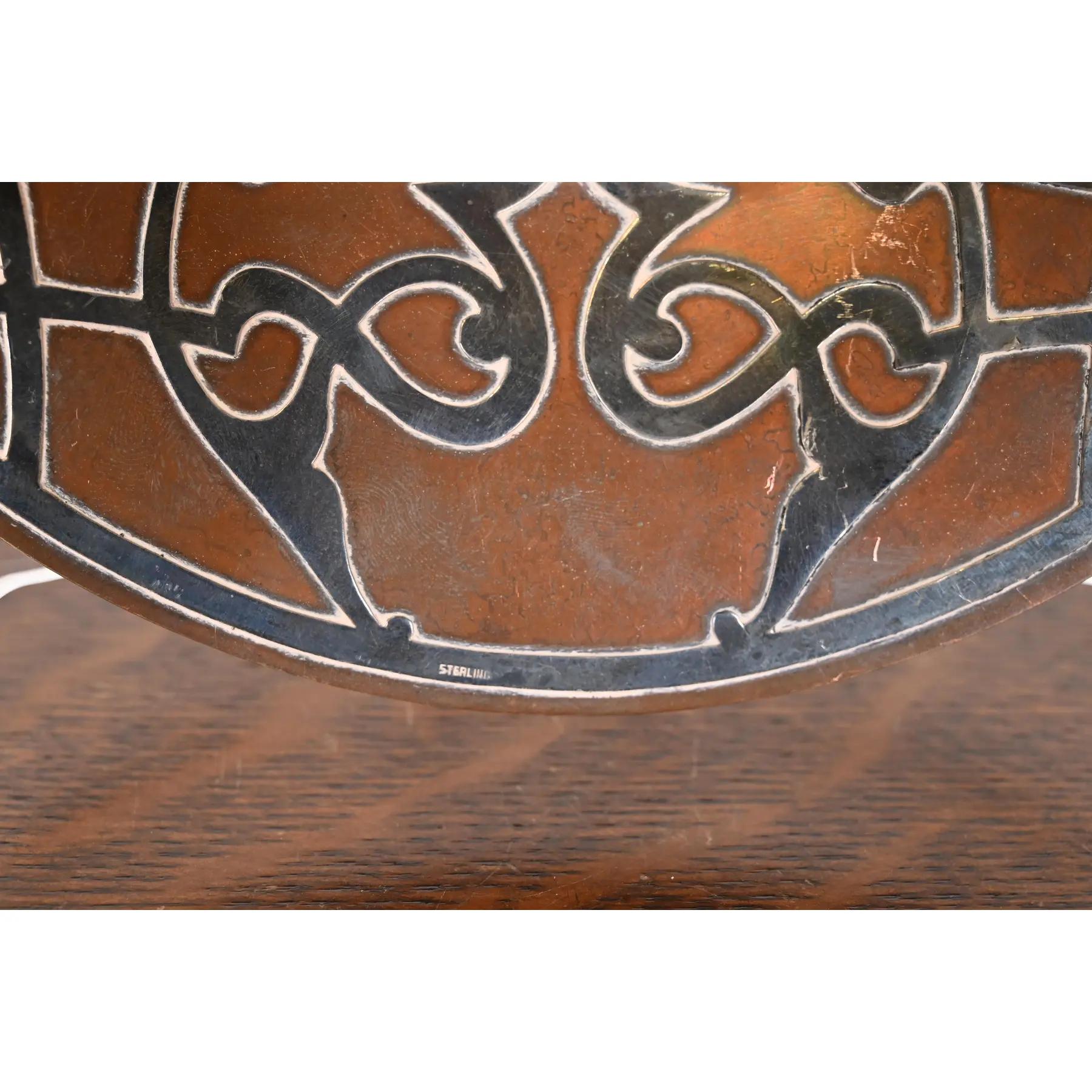 Heintz Arts & Crafts Plata de ley sobre placa de bronce Plata esterlina en venta
