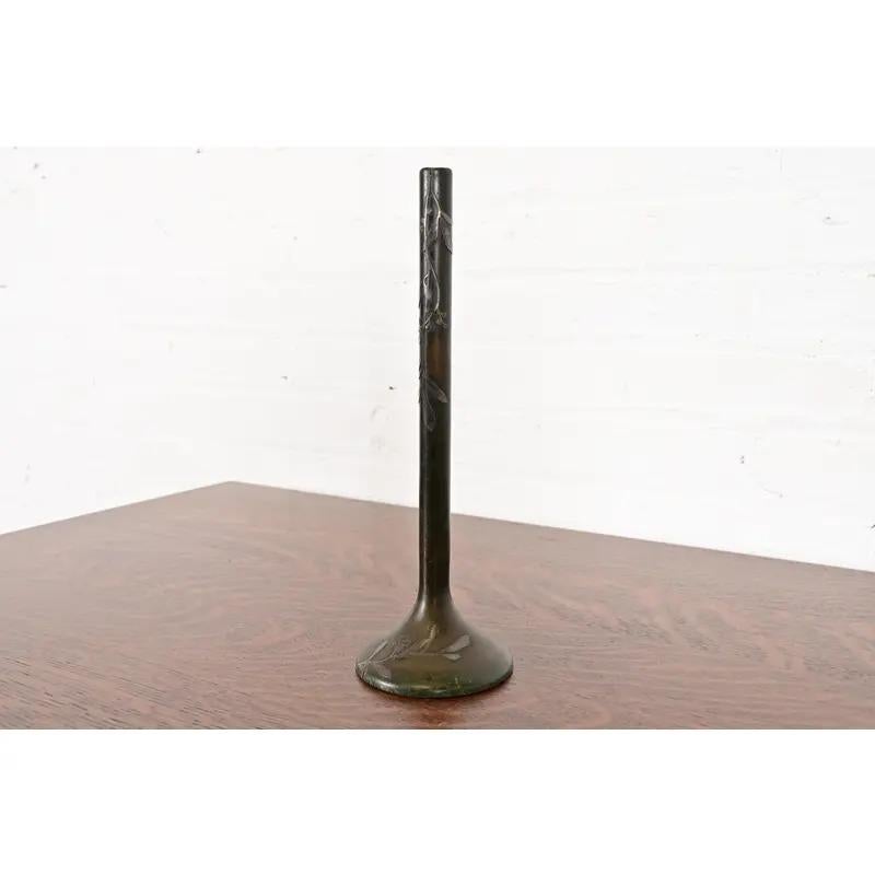 Arts and Crafts Vaso a bocciolo alto in argento e bronzo di Heintz Arts & Crafts in vendita