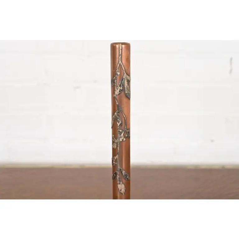Americano Vaso a bocciolo alto in argento e bronzo di Heintz Arts & Crafts in vendita
