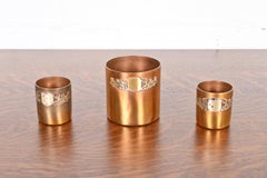 Heintz Arts & Crafts Sterling Silver on Bronze Tumblers, Set of Three