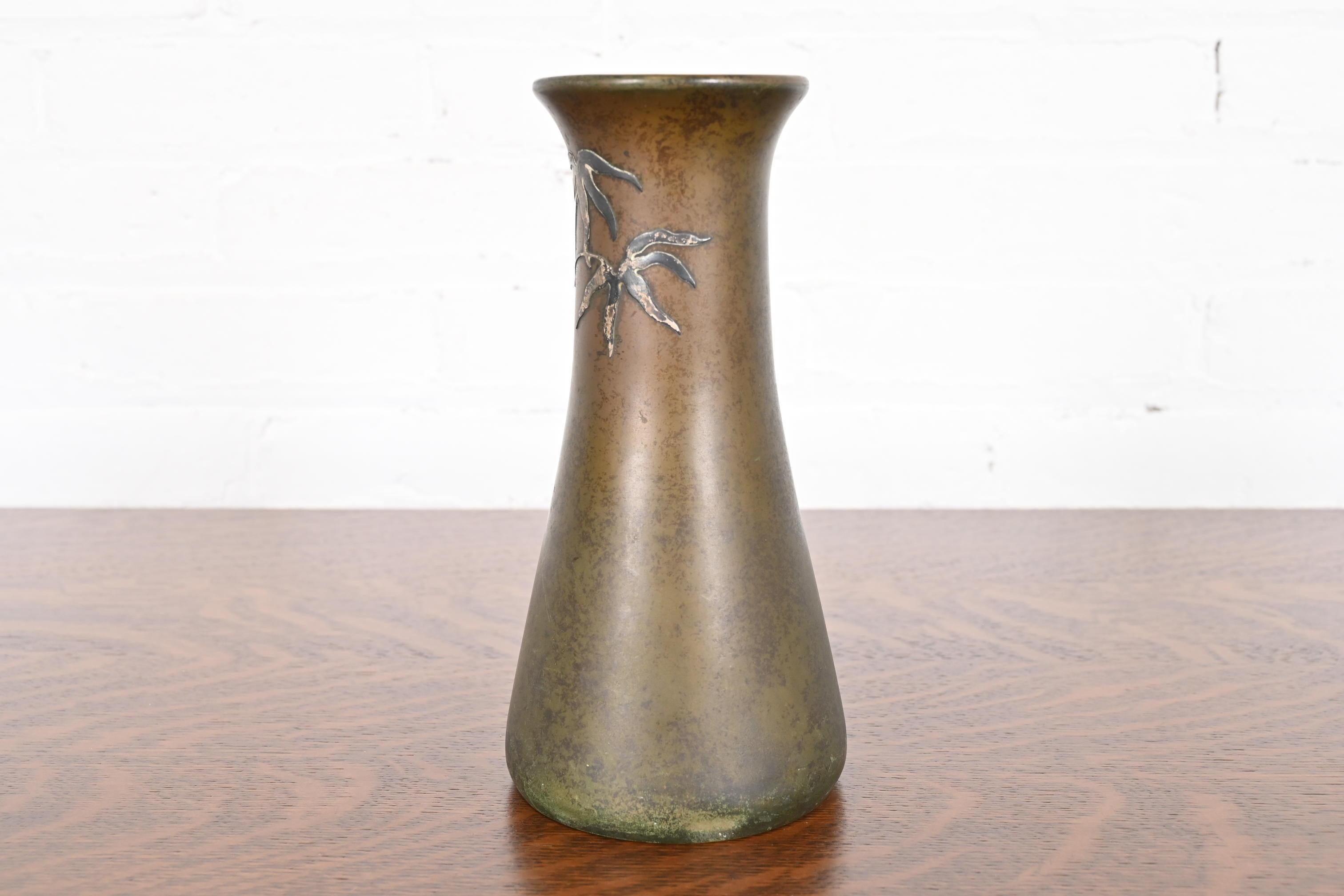 Heintz Arts & Crafts Sterling Silver on Bronze Vase 4