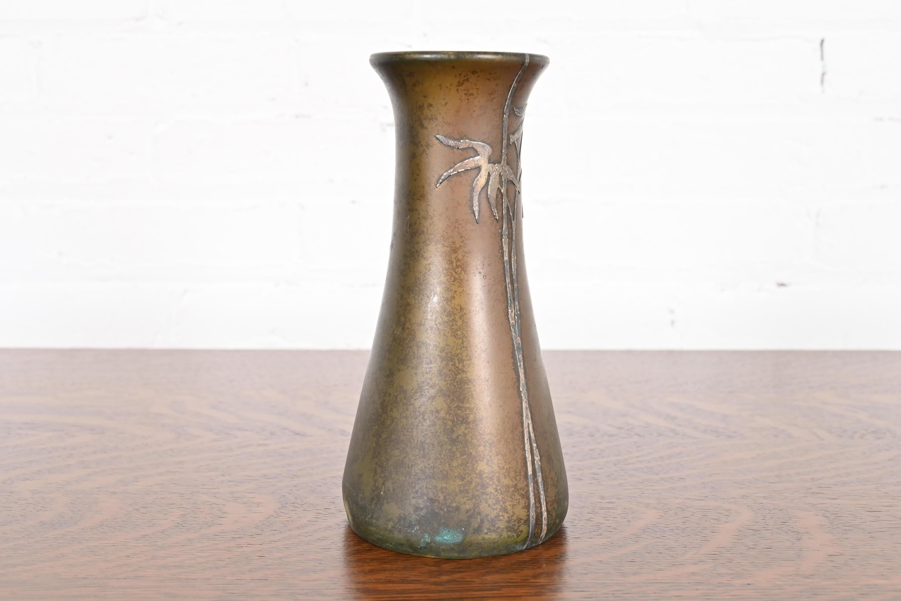 Heintz Arts & Crafts Sterling Silver on Bronze Vase 5
