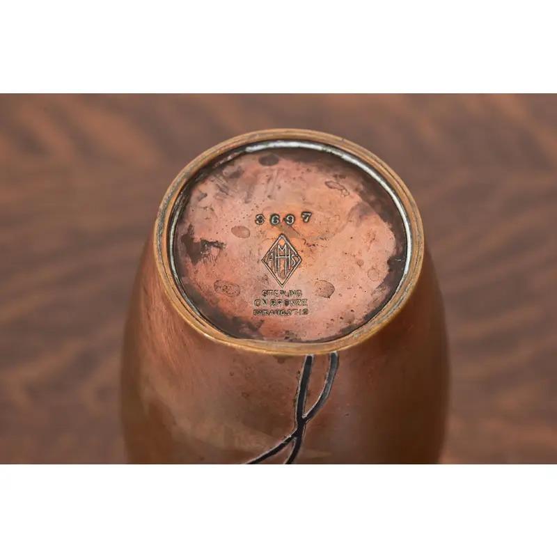 Vaso Heintz Arts & Crafts in argento e bronzo in vendita 4
