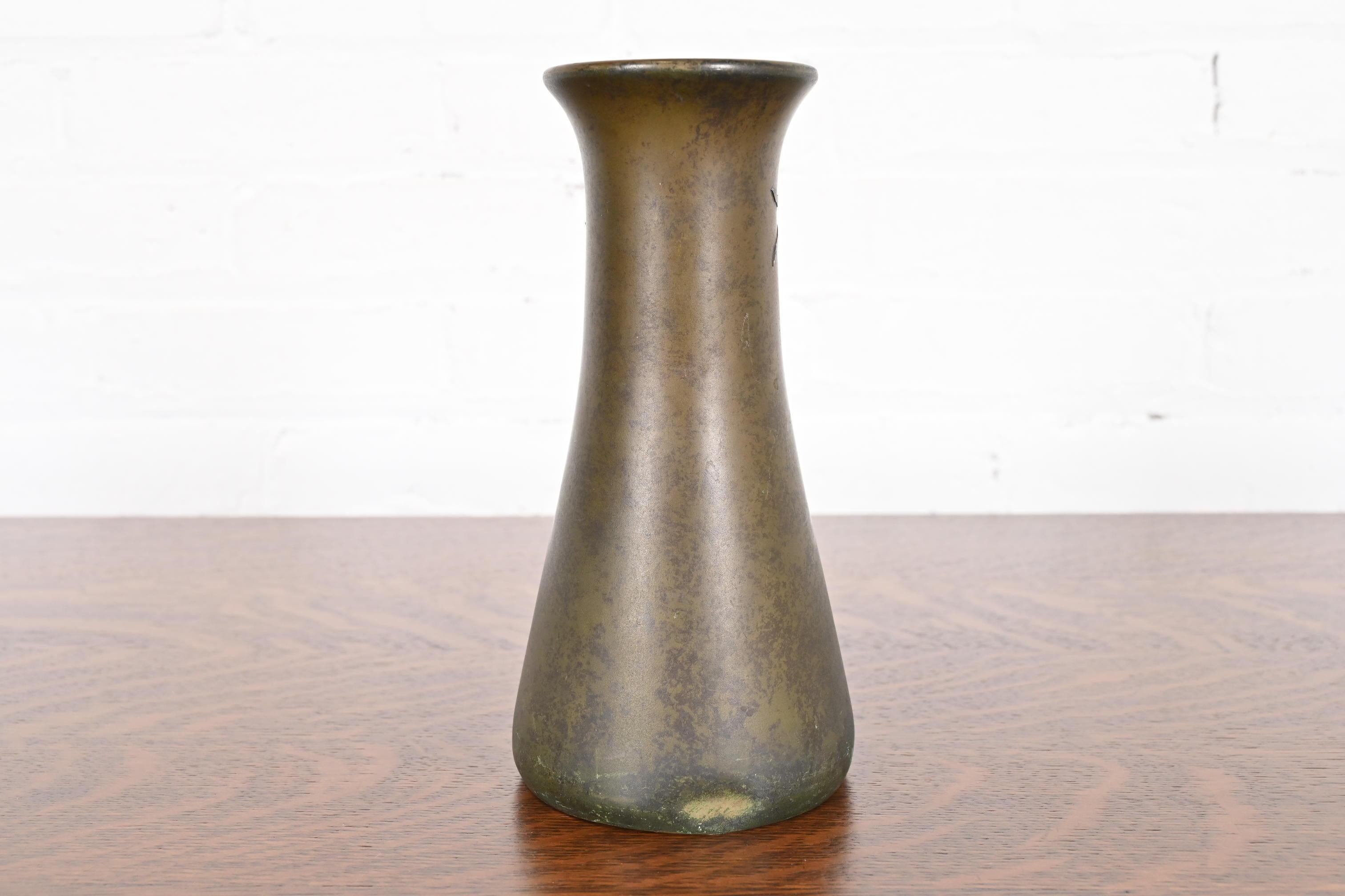 Heintz Arts & Crafts Sterling Silver on Bronze Vase 6