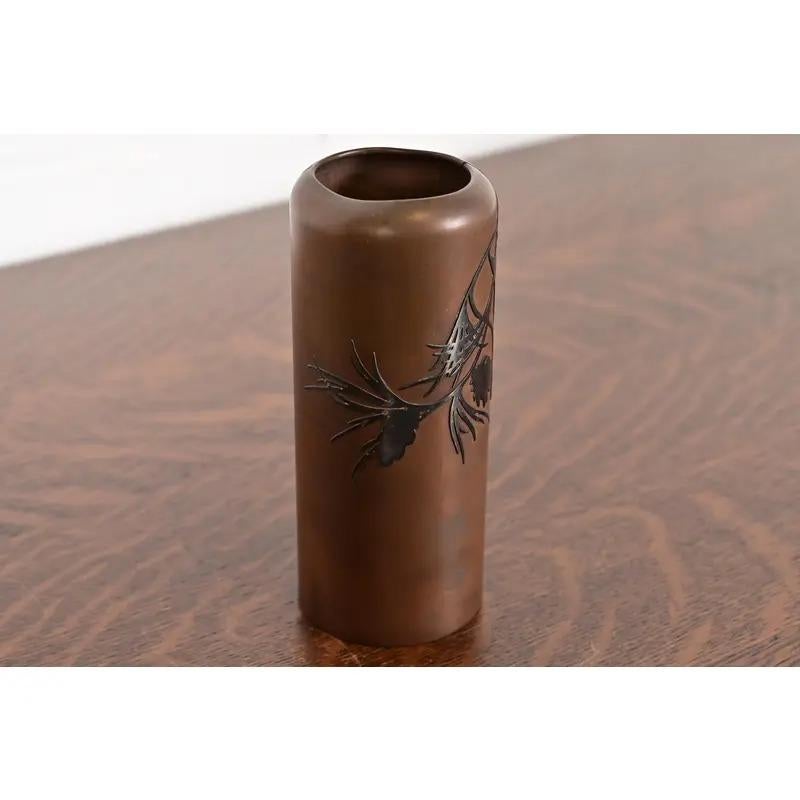 Vaso Heintz Arts & Crafts in argento e bronzo In condizioni buone in vendita a South Bend, IN