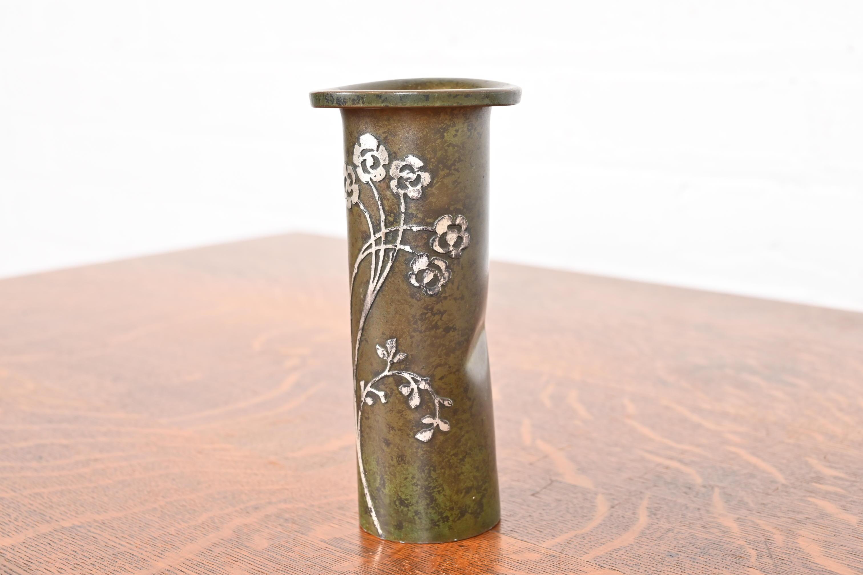 Heintz Arts & Crafts Sterling Silver on Bronze Vase 1
