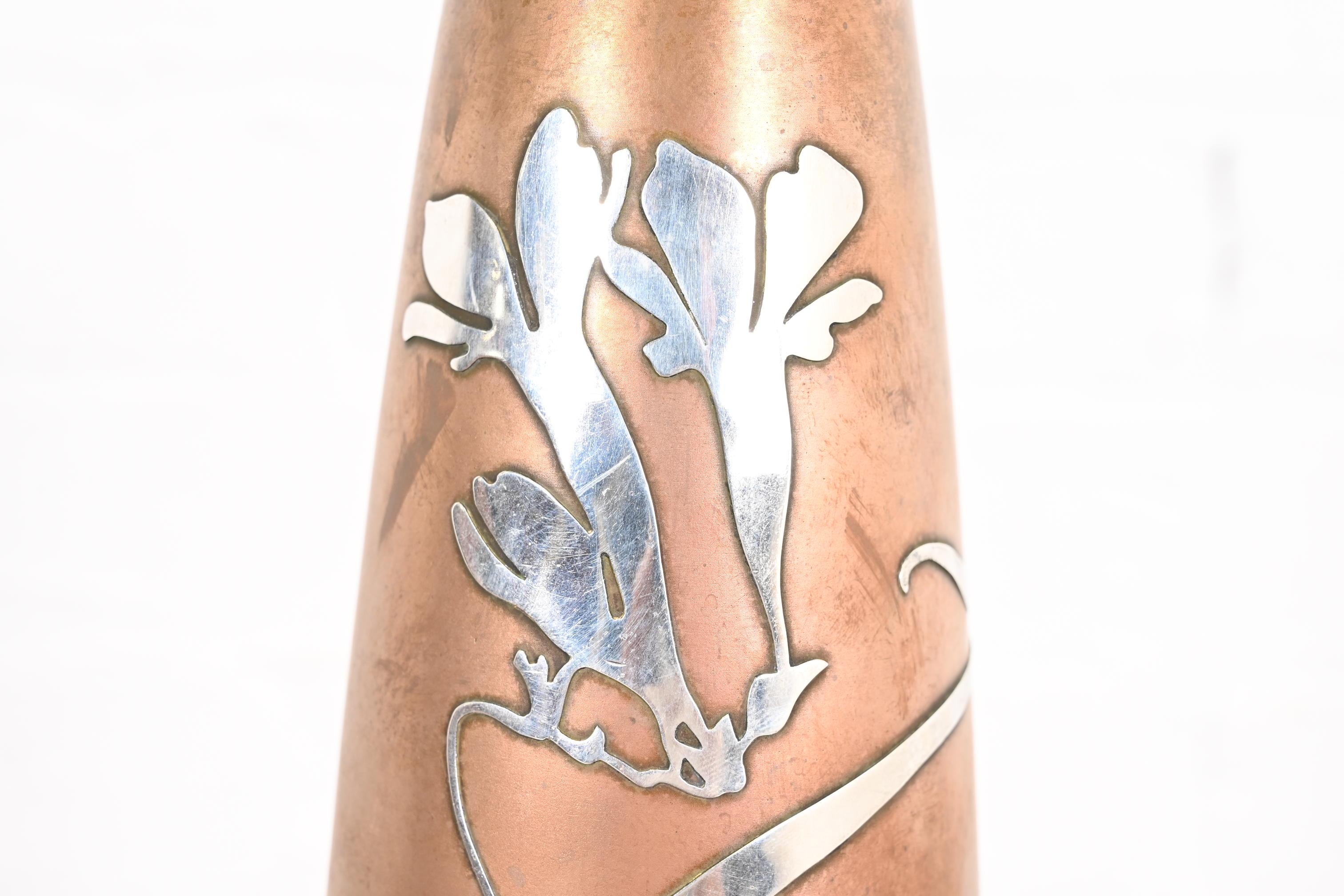 Jarrón Heintz Arts & Crafts de plata de ley sobre bronce Plata esterlina en venta