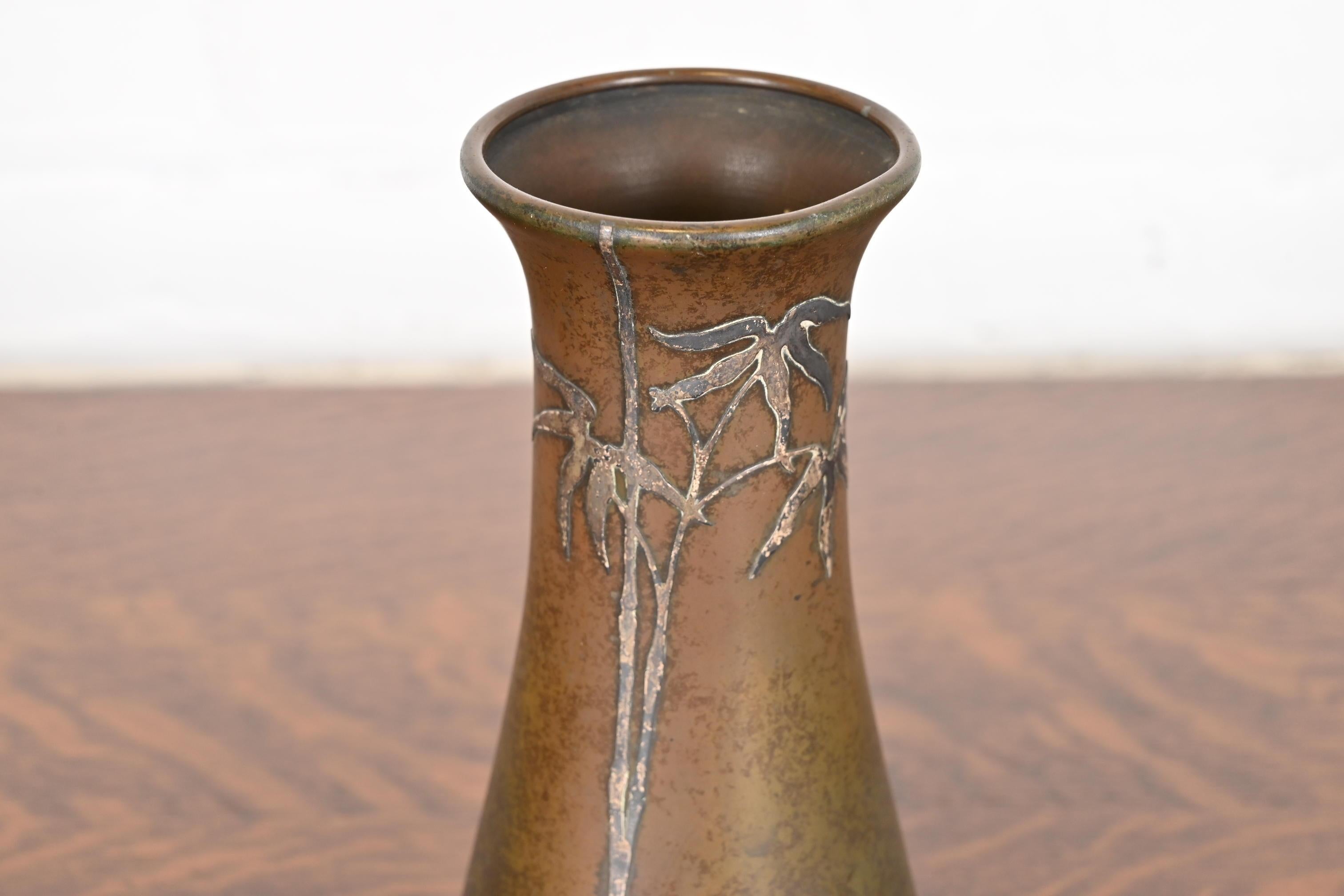 Heintz Arts & Crafts Sterling Silver on Bronze Vase 2