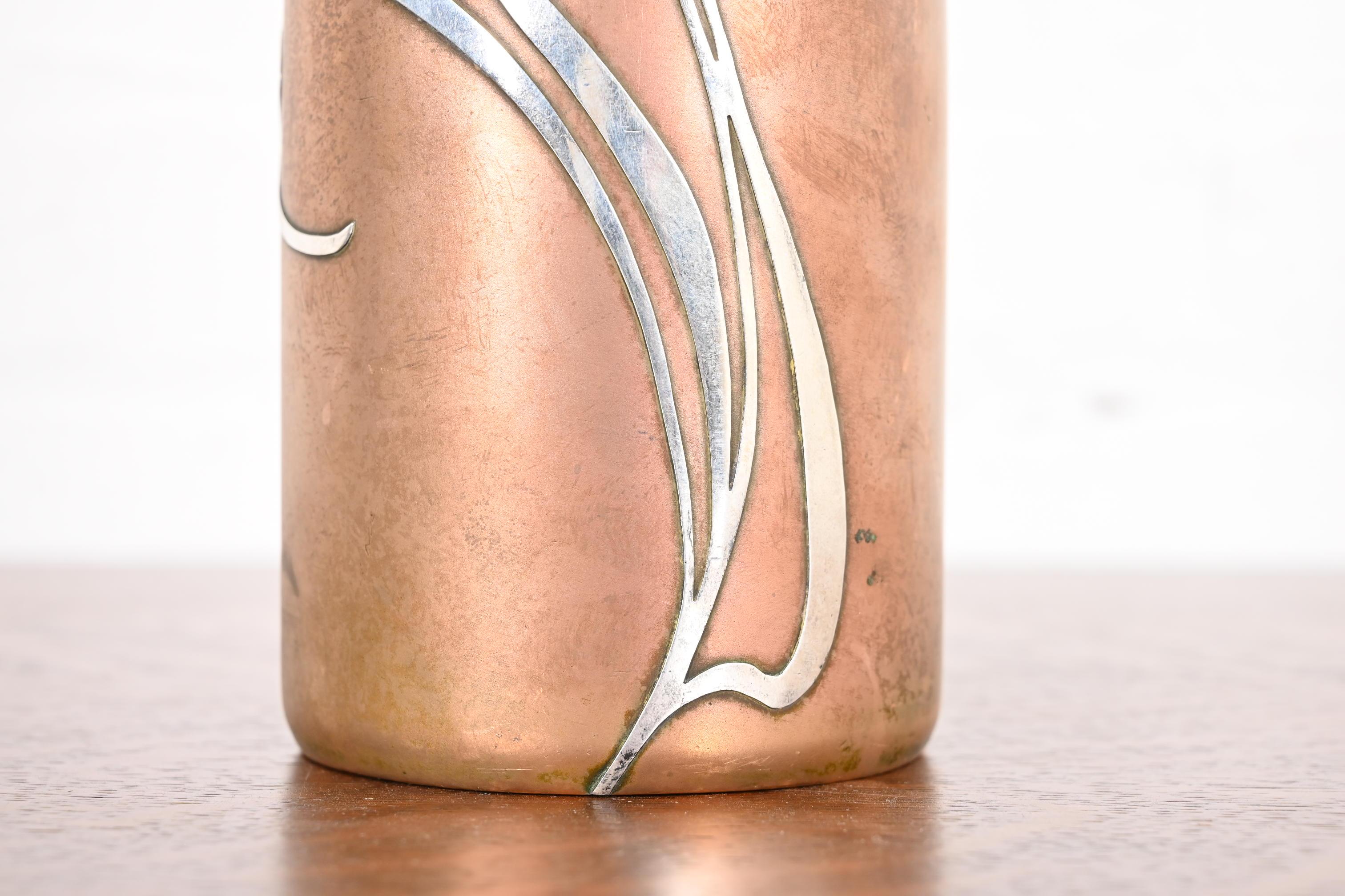 Jarrón Heintz Arts & Crafts de plata de ley sobre bronce en venta 1