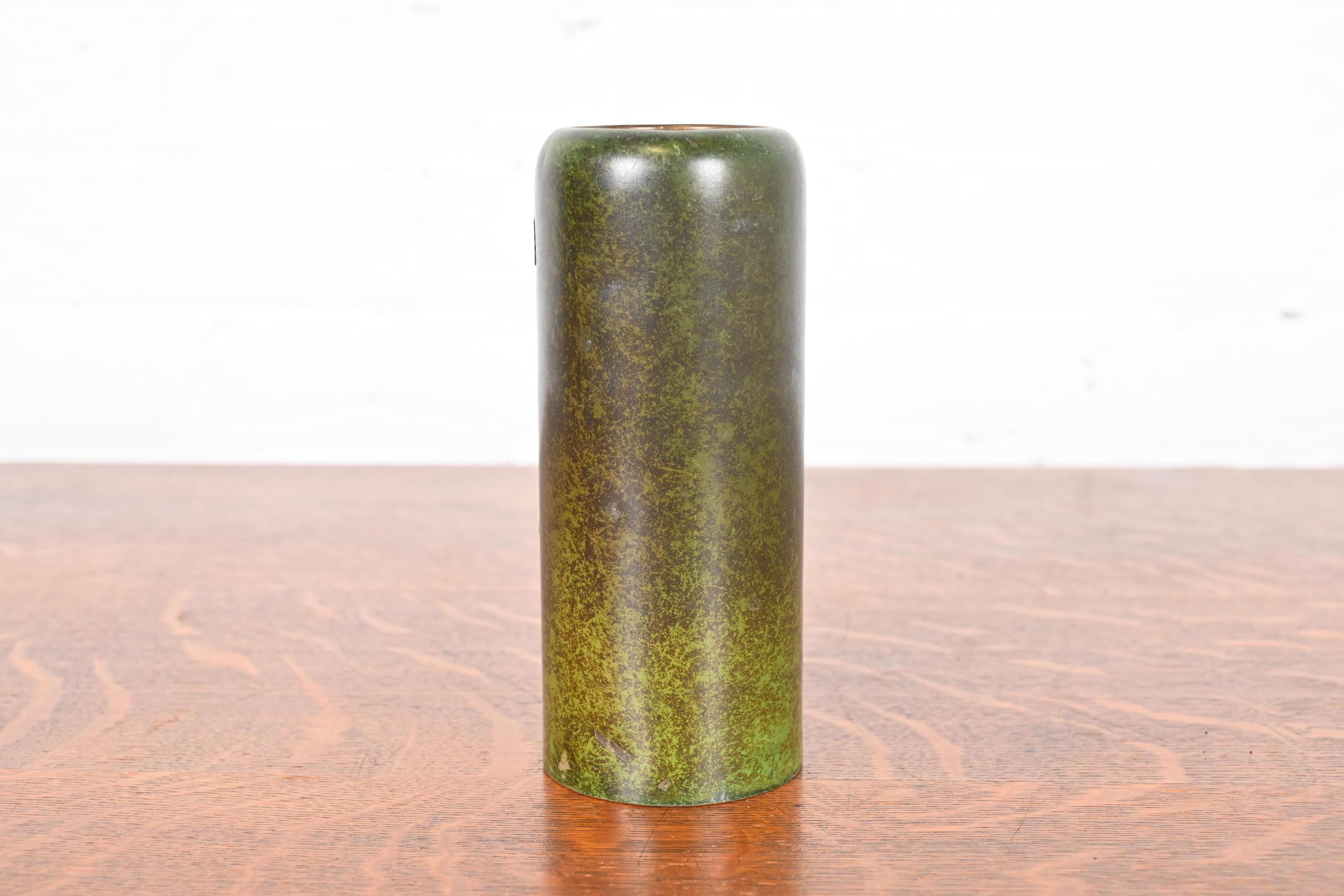 Heintz Arts & Crafts Sterling Silver on Bronze Vase For Sale 3