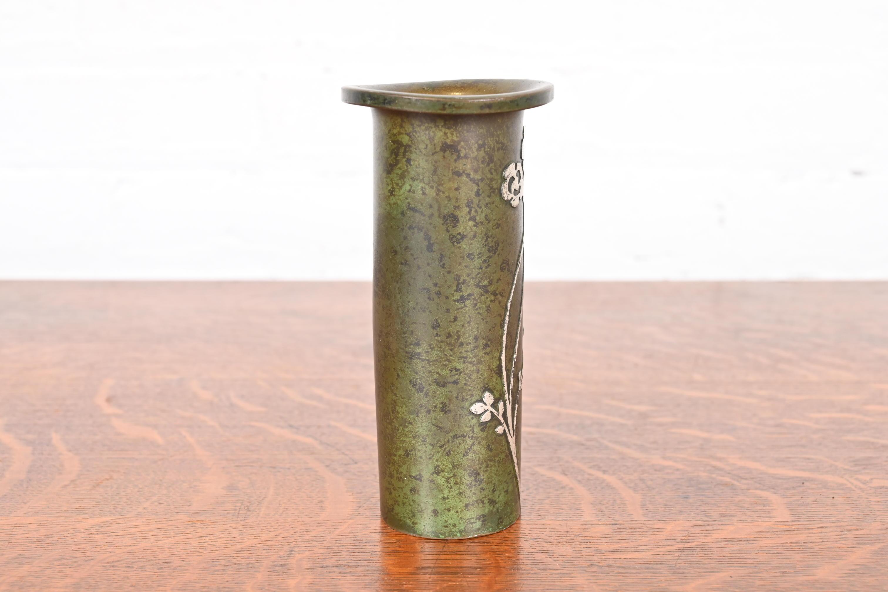 Heintz Arts & Crafts Sterling Silver on Bronze Vase 3