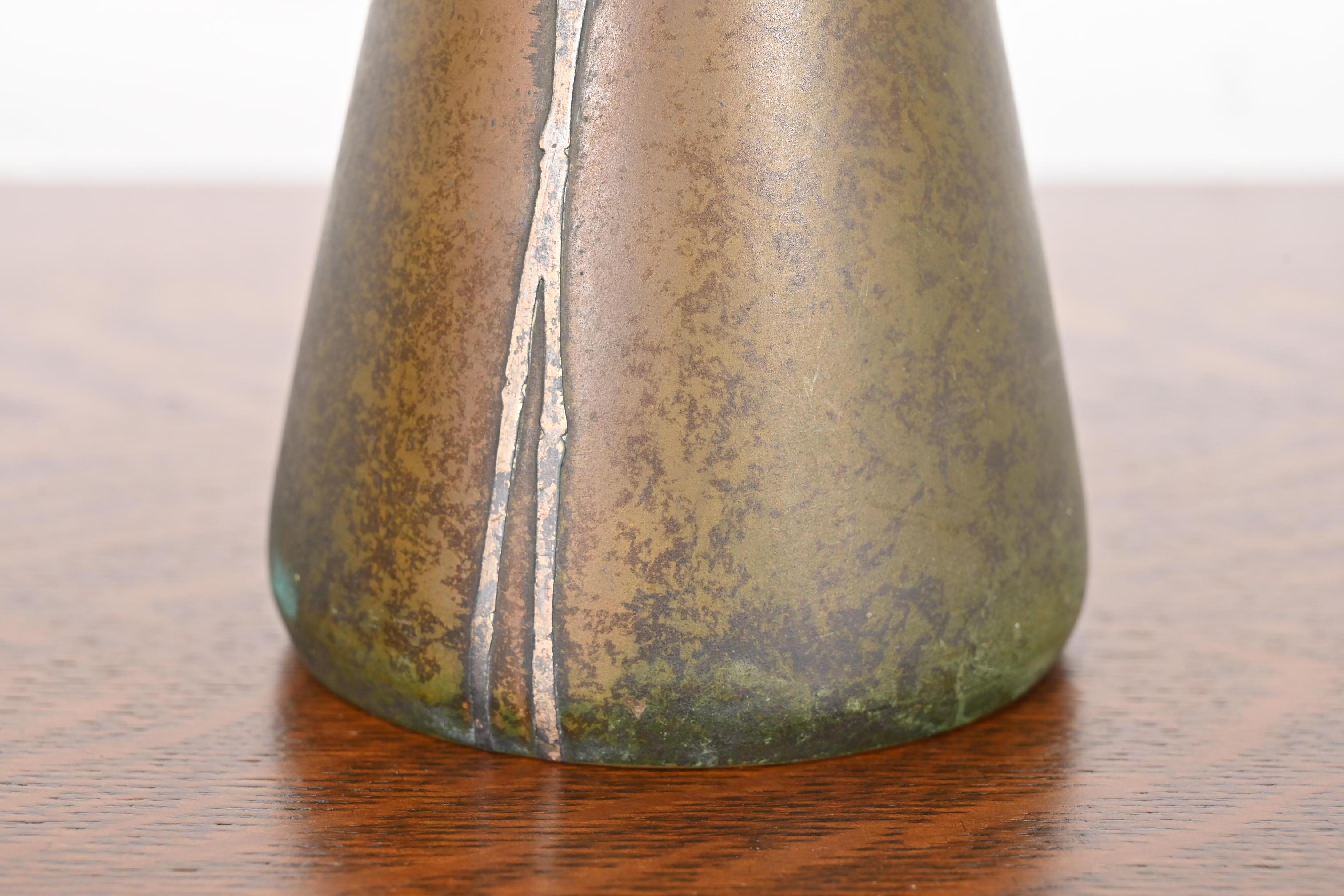 Heintz Arts & Crafts Sterling Silver on Bronze Vase 3