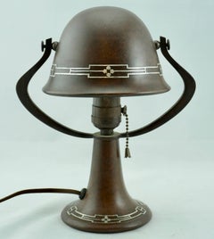 Heintz Bronze Silver Overlay Arts & Crafts Table Lamp