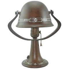 Heintz Bronze Silver Overlay Arts & Crafts Table Lamp