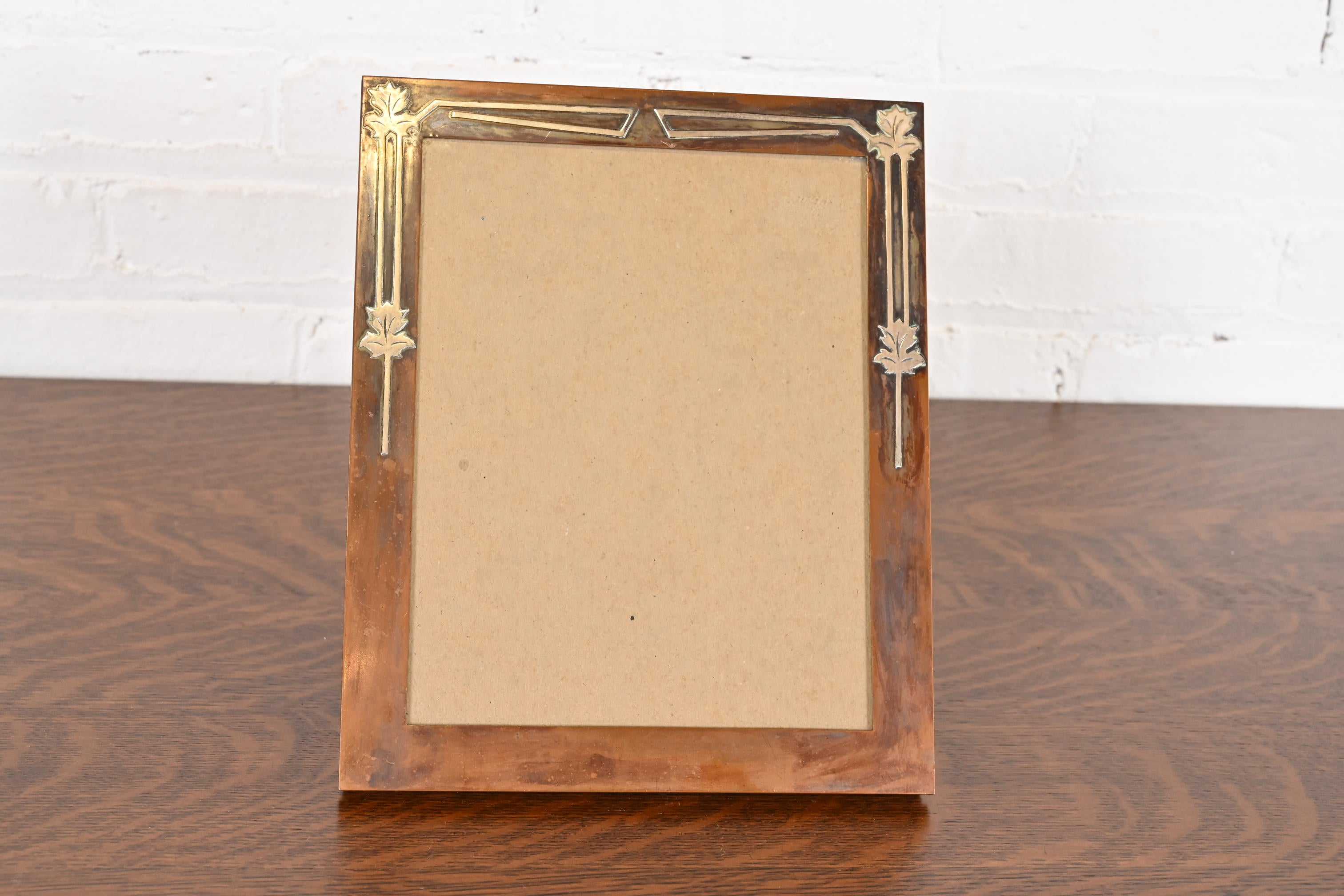 Arts and Crafts Heintz Smaco Arts & Crafts Sterling Silver on Bronze Picture Frame, 1920s