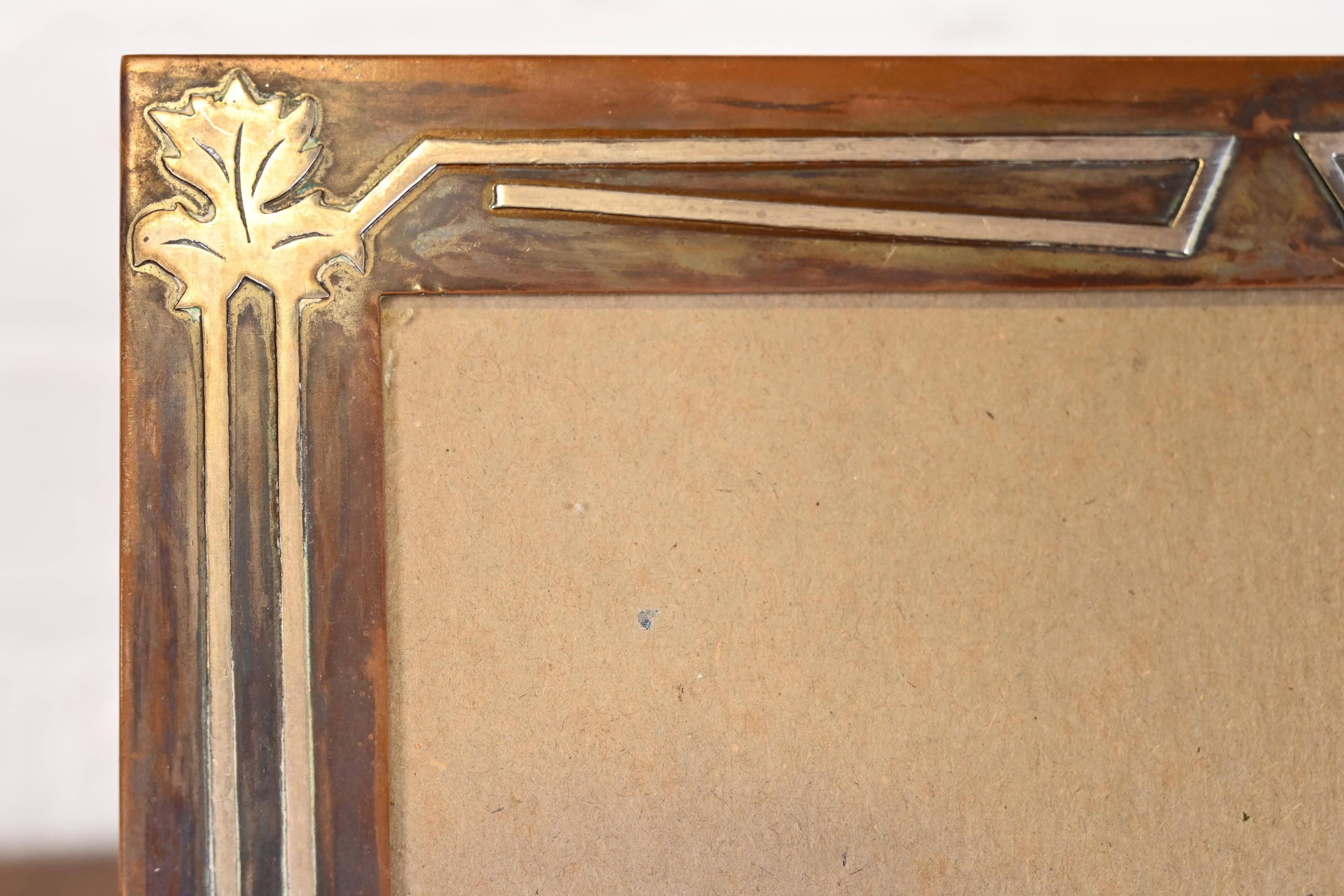 Early 20th Century Heintz Smaco Arts & Crafts Sterling Silver on Bronze Picture Frame, 1920s