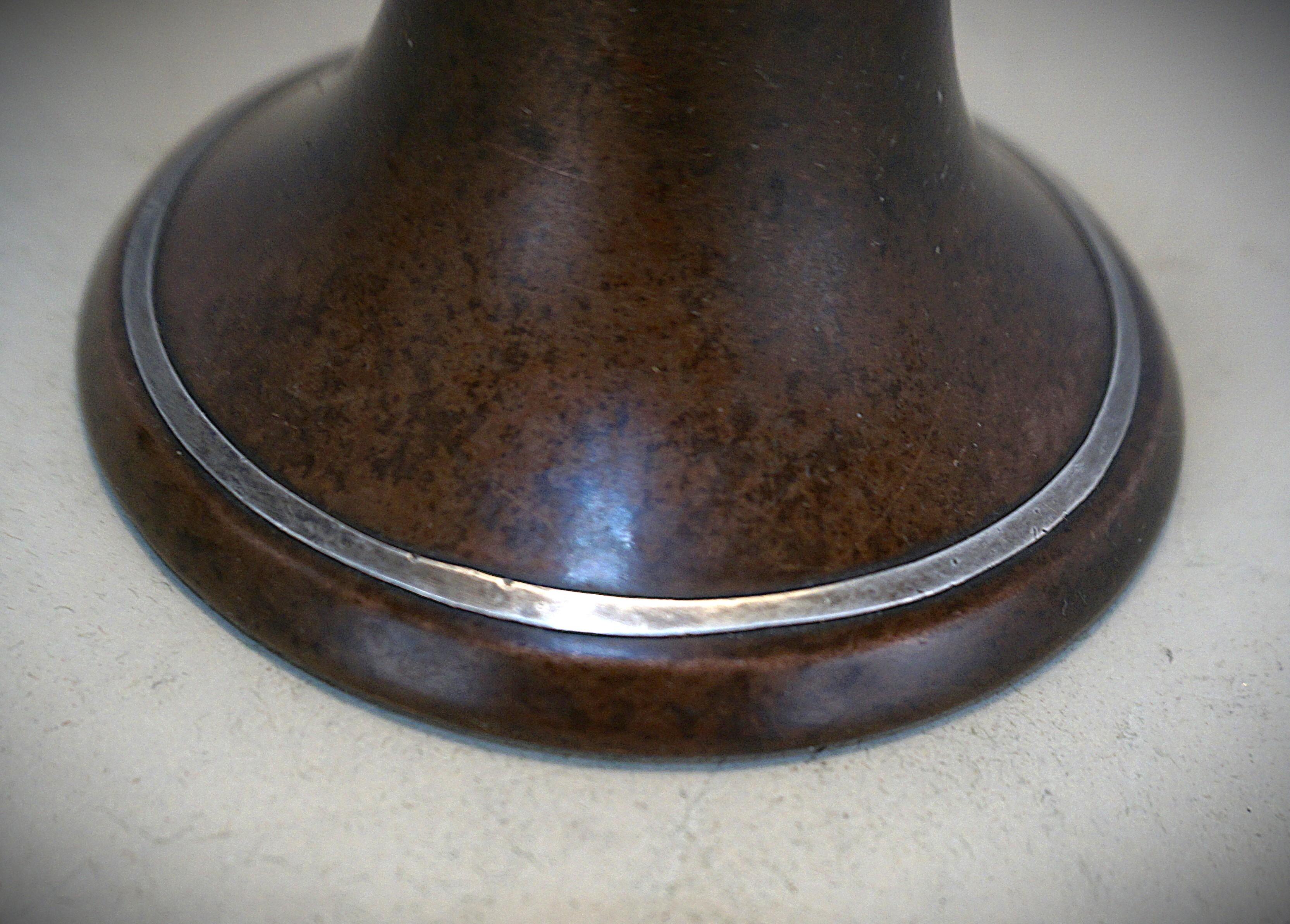Sterling Silver Heintz Sterling on Bronze Arts & Crafts Helmet Lamp