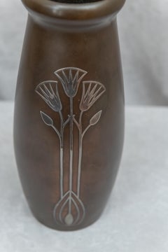 Heintz, Sterling on Bronze Vase, American, circa 1915