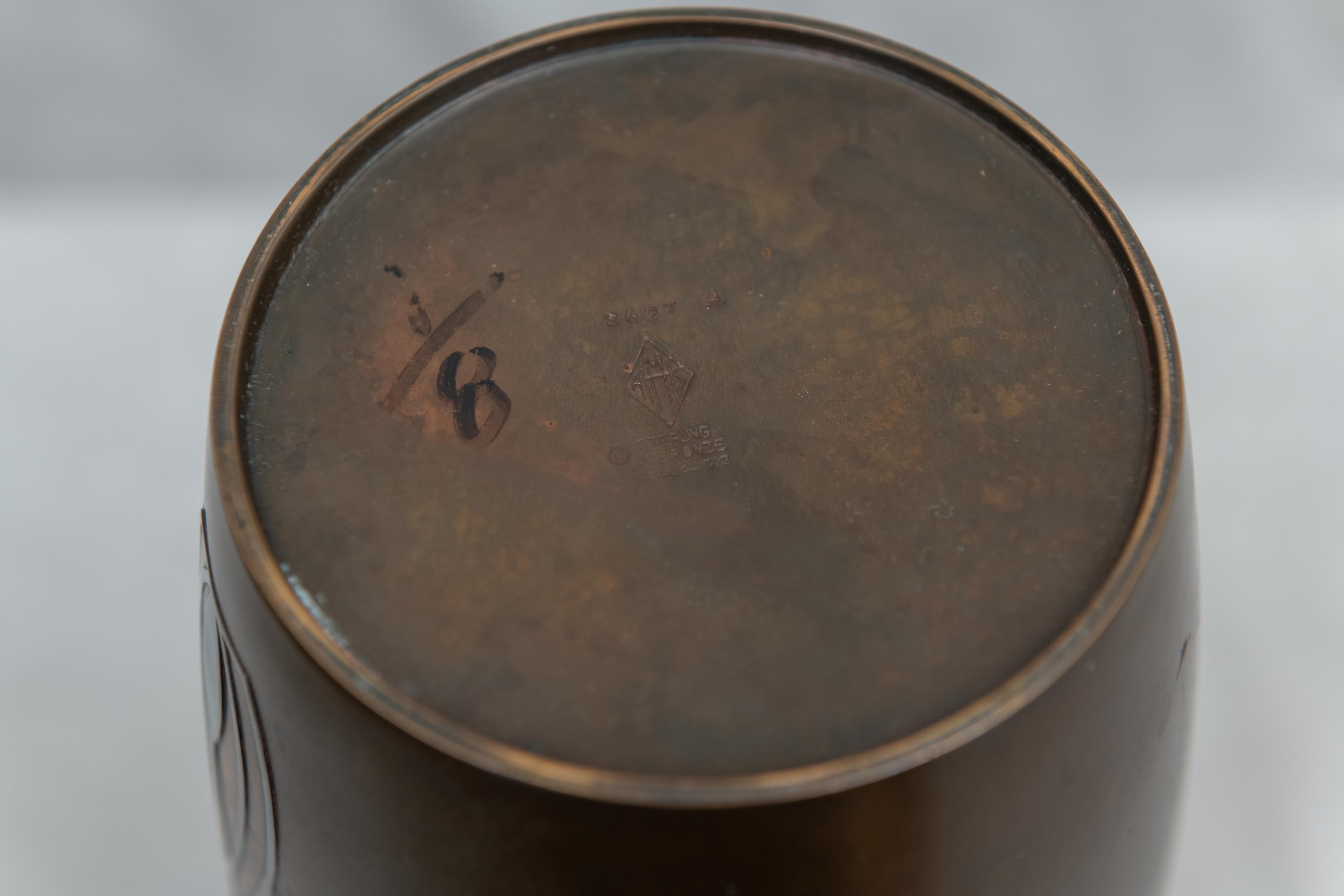 Patinated Heintz, Sterling on Bronze Vase, American, circa 1915