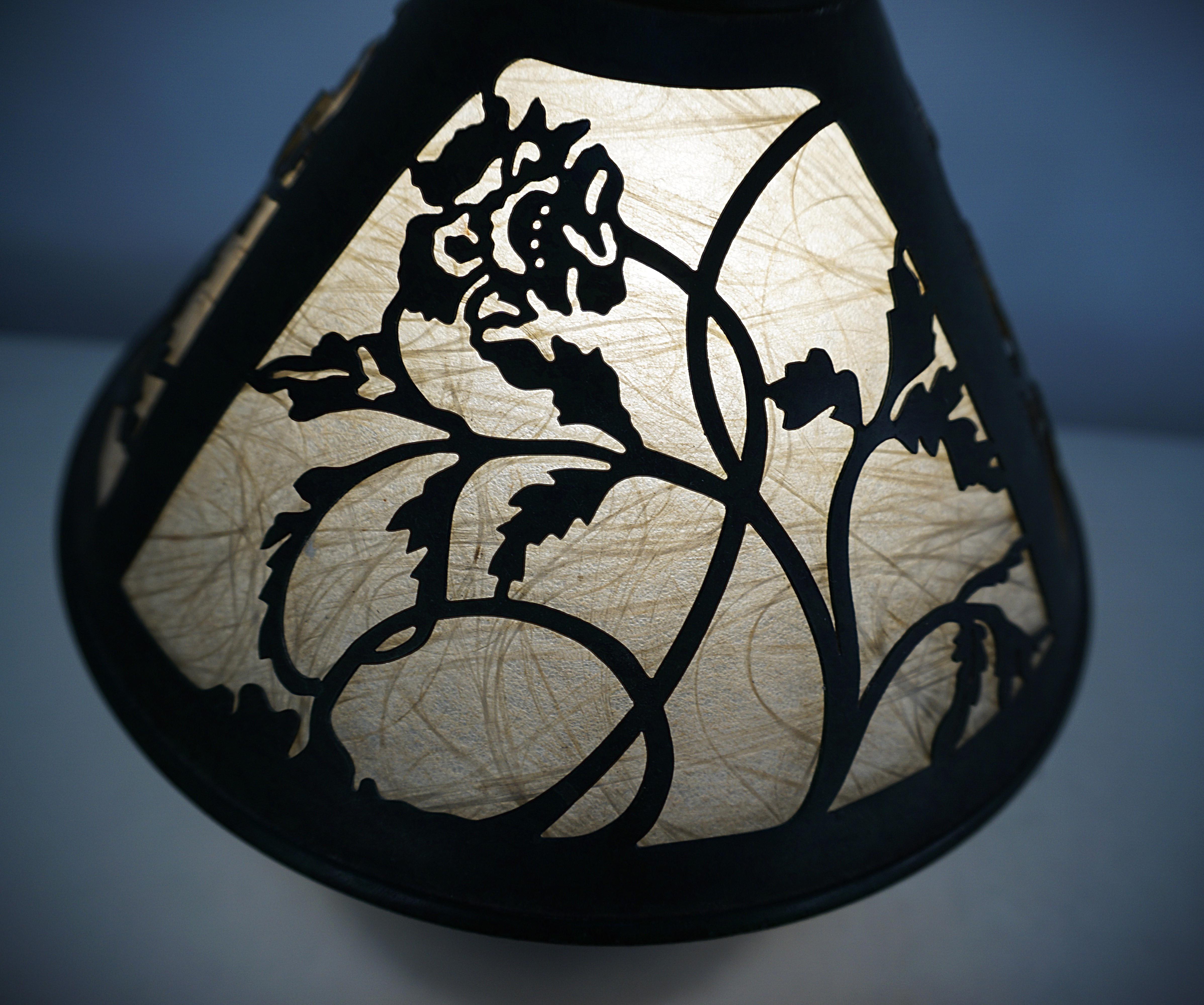 Heintz Sterling Silver Overlay on Bronze Arts & Crafts Table Lamp 1