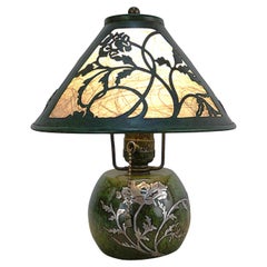 Heintz Sterling Silver Overlay on Bronze Arts & Crafts Table Lamp