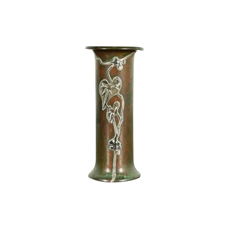 Vase en argent sterling et bronze de style Heintz Arts & Crafts en vente
