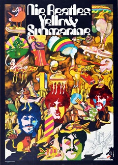 Original Retro Animated Music Film Poster For The Beatles Yellow Submarine Art