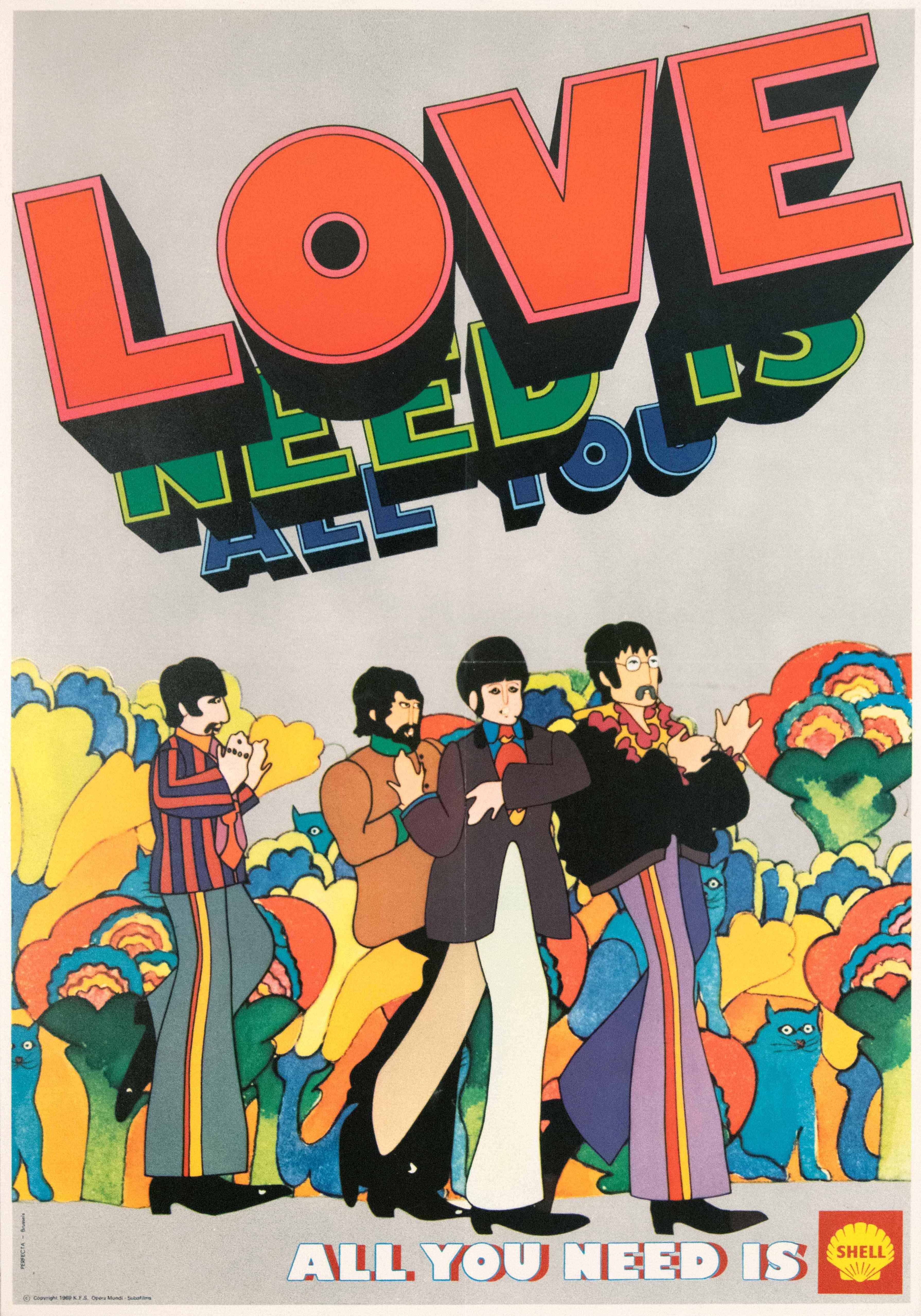 Heinz Edelmann Print - Original Vintage Poster The Beatles Yellow Submarine All You Need Is Love Shell