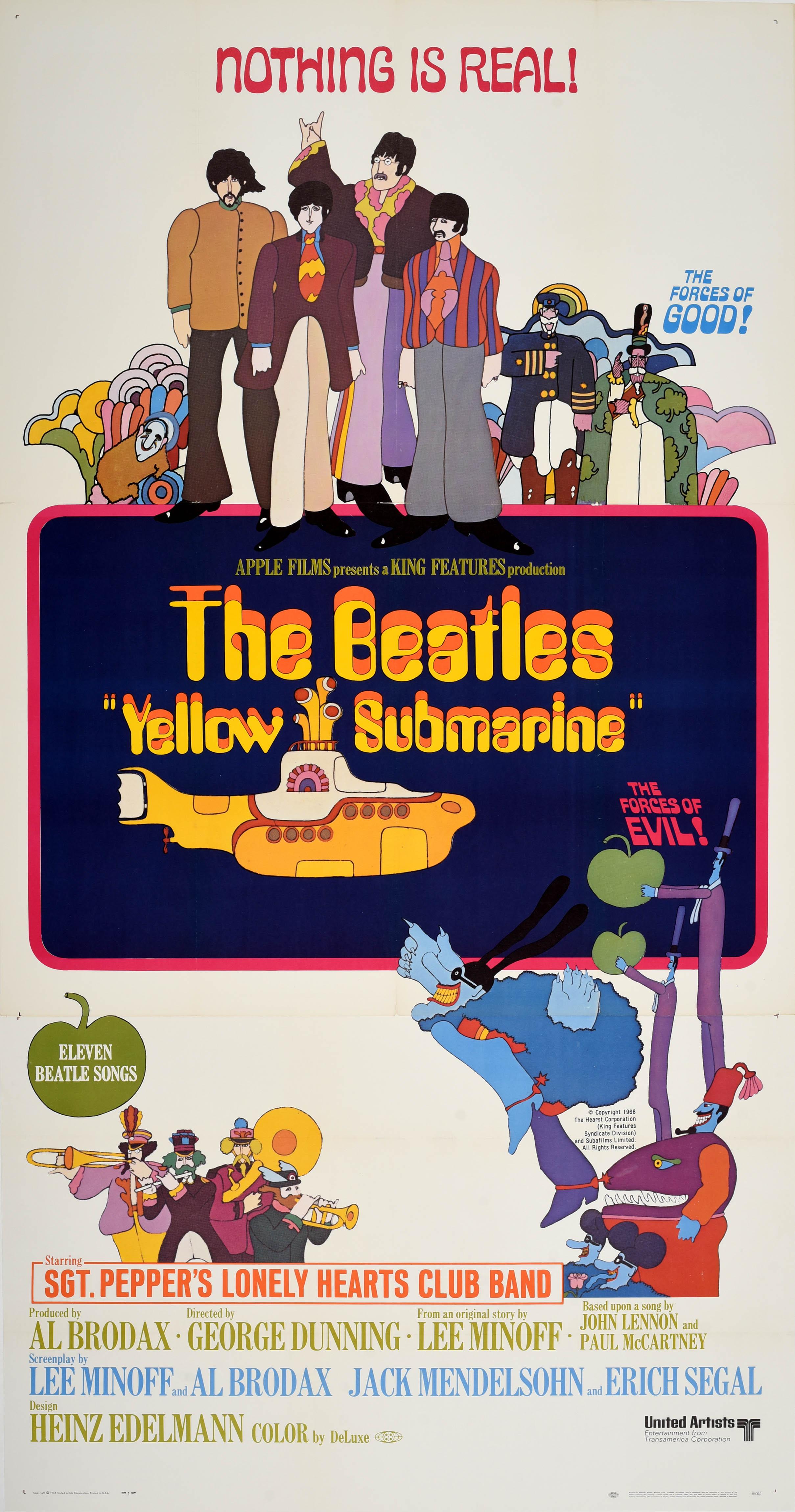 Heinz Edelmann - Affiche vintage d'origine du film musical Yellow Submarine  des Beatles (The Beatles), Art psychédélique En vente sur 1stDibs
