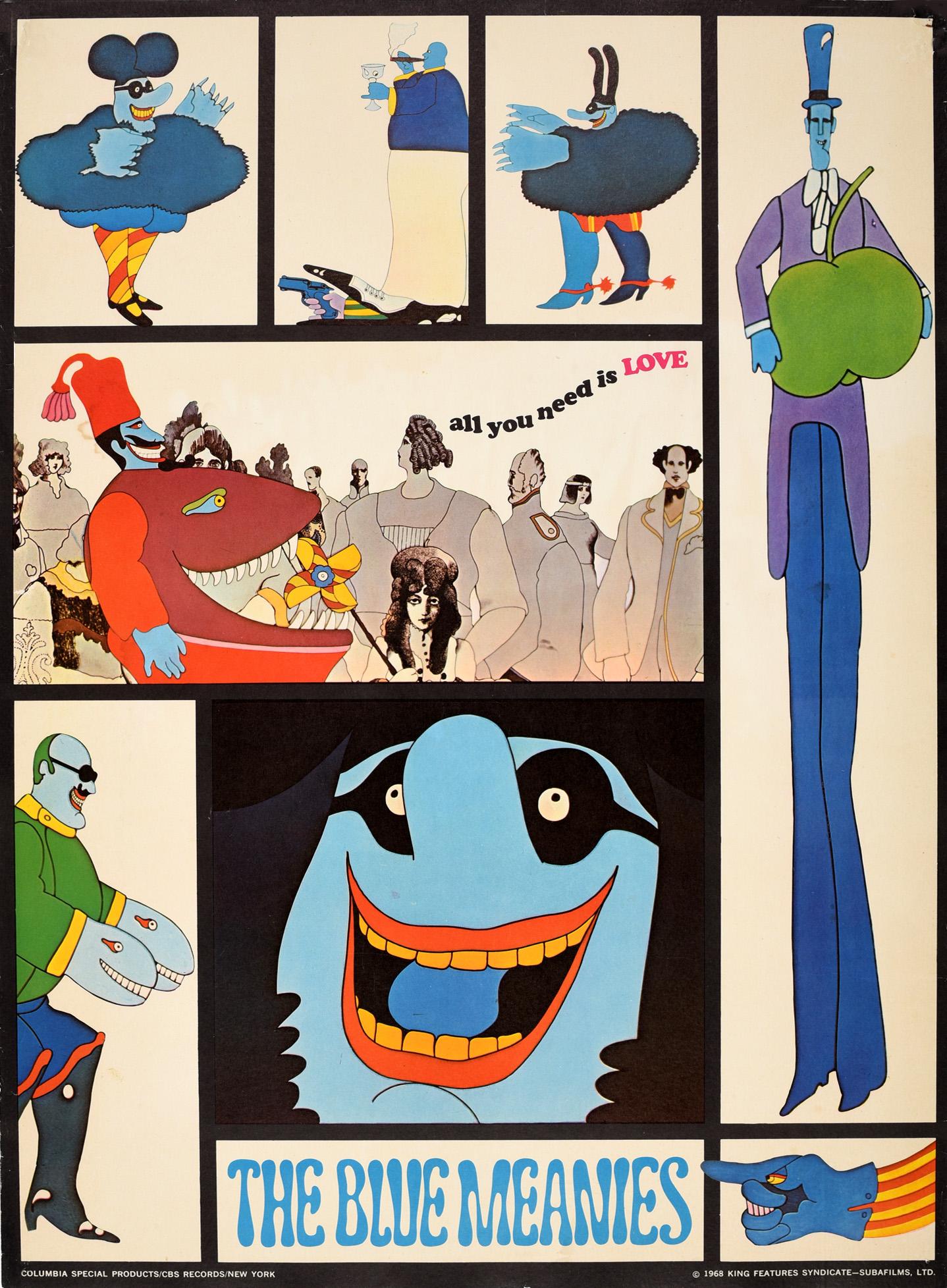 Heinz Edelmann Print - Original Vintage Poster The Blue Meanies Yellow Submarine Film The Beatles Music