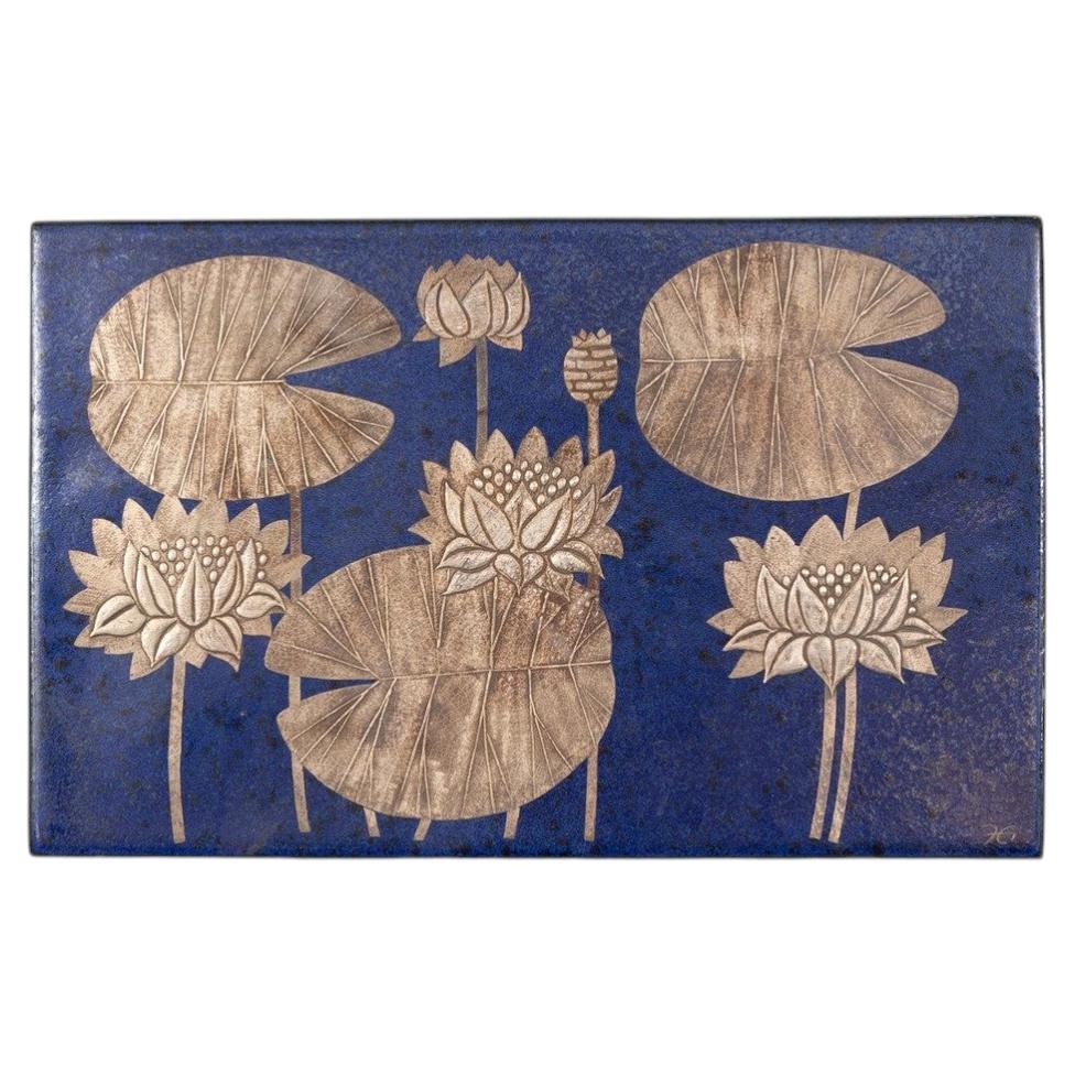 Heinz Erret Gustavsberg White Water Lily Ceramic Wall Plaque