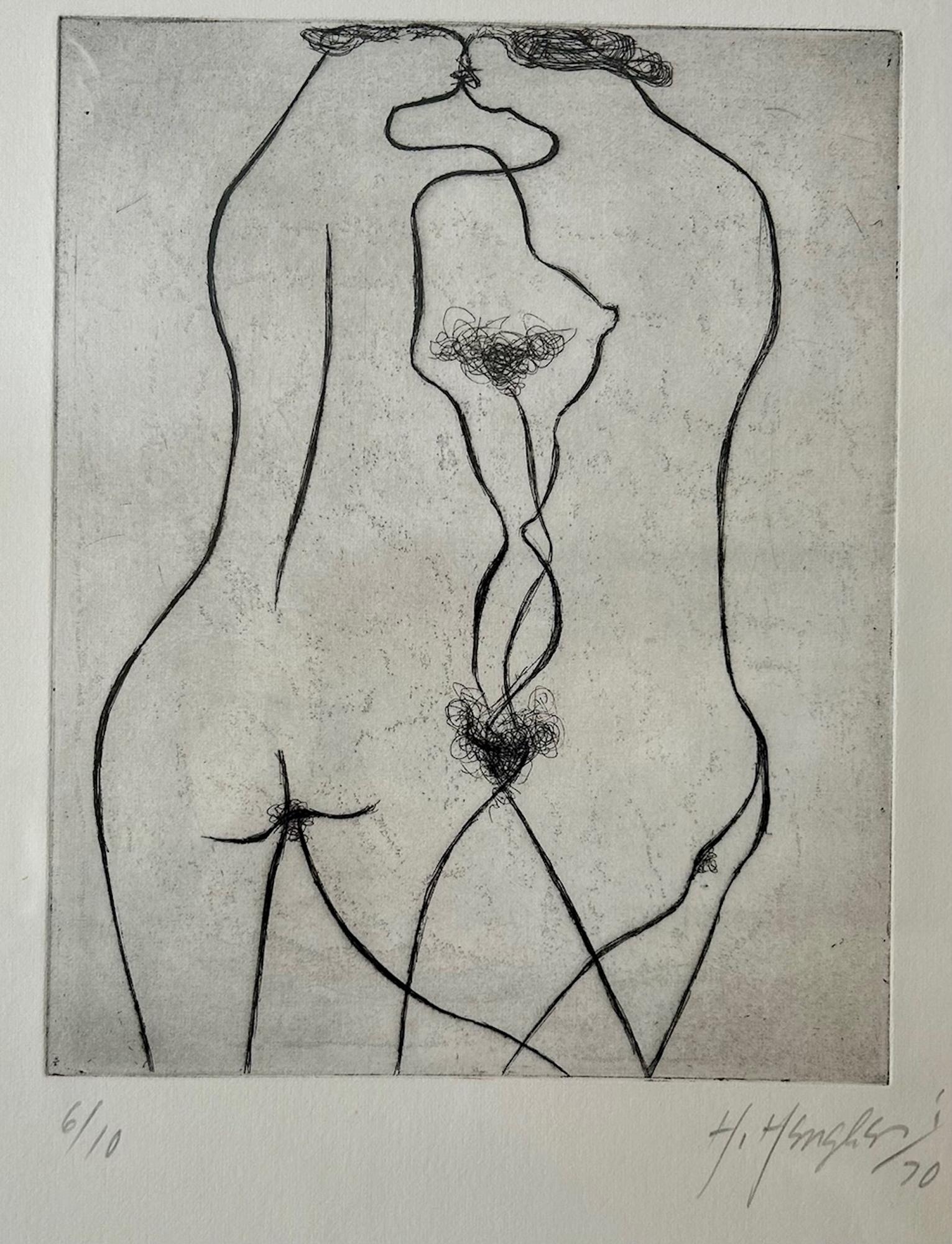 Heinz Henghes - Nude Etching - Numbered 6/10 - Signed and Dated 1970 - Image Size 25 x 20 cm

Heinz Henghes was born in Hamburg in 1906. Died in 1975 .
At an early age he went to America where he befriended artists and poets. Isamu Noguchi was an