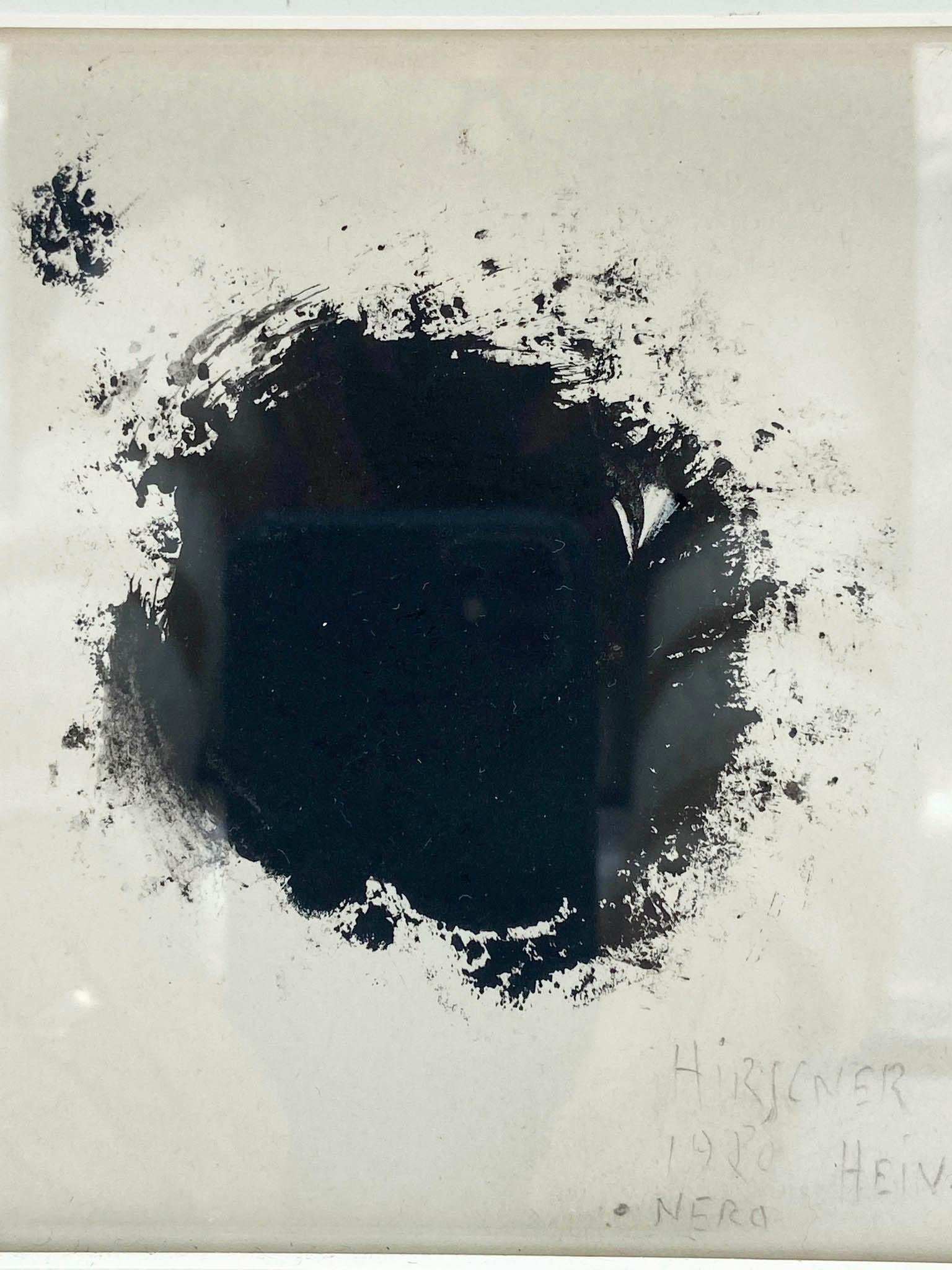 Point noir -  Modern - Tempera sur papier cm.14x14, 1970 - Abstrait Painting par Heinz Hirscner