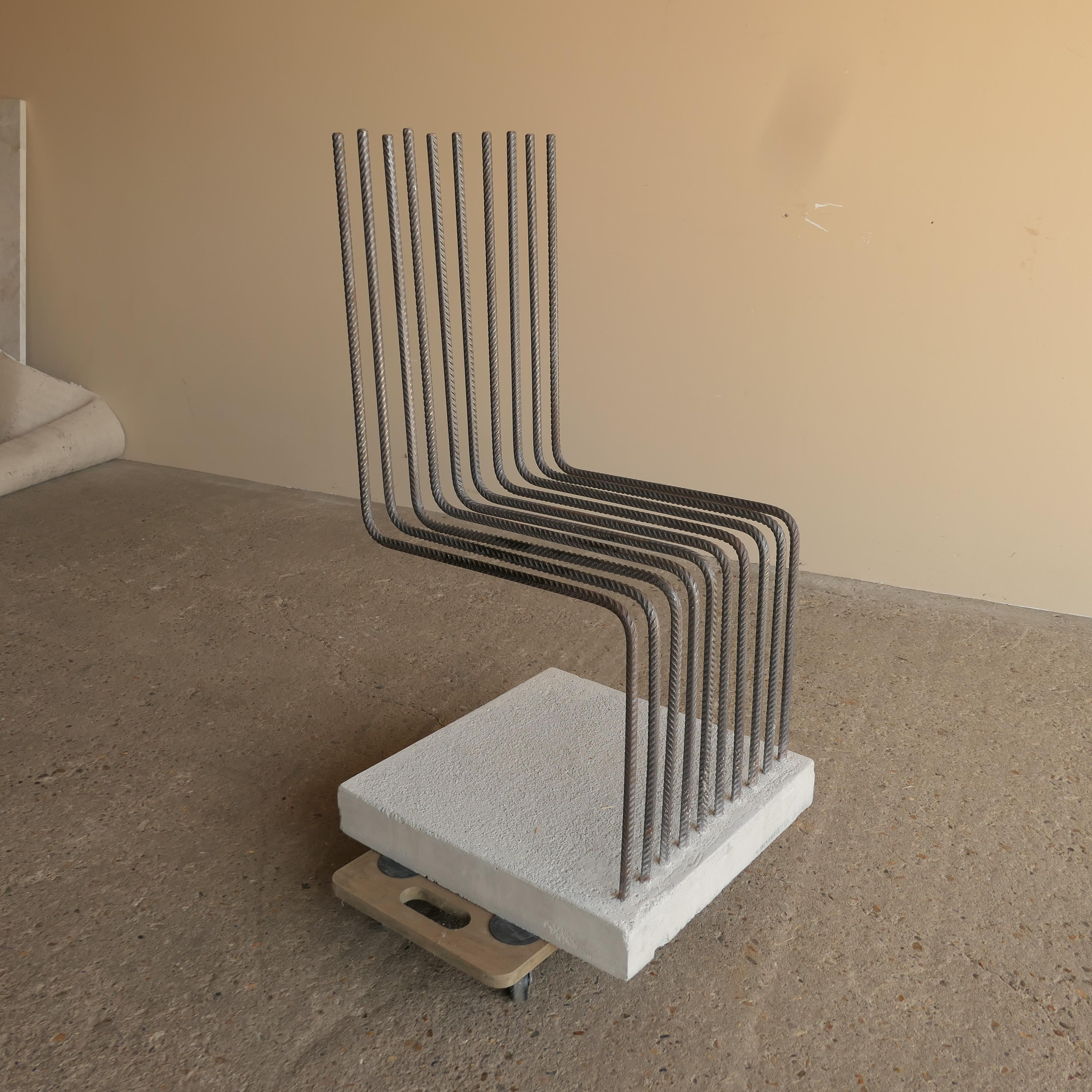 A rare and striking example of postmodern design, this ‘Solid Chair’ by German designer Heinz Landes, crafted in the 1980s, is a bold statement piece for collectors and interiors alike. Constructed from industrial-grade concrete and exposed rebar,