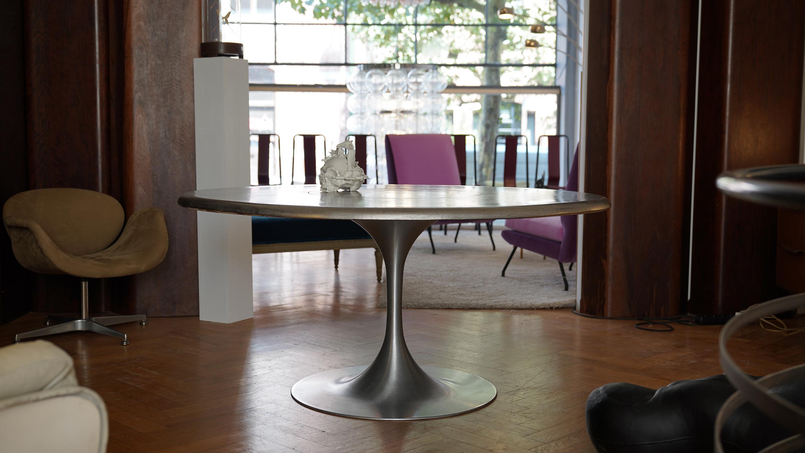 Heinz Lilienthal, 1969, Large Dining Table Swiveling Centerplate and Etched Top 4