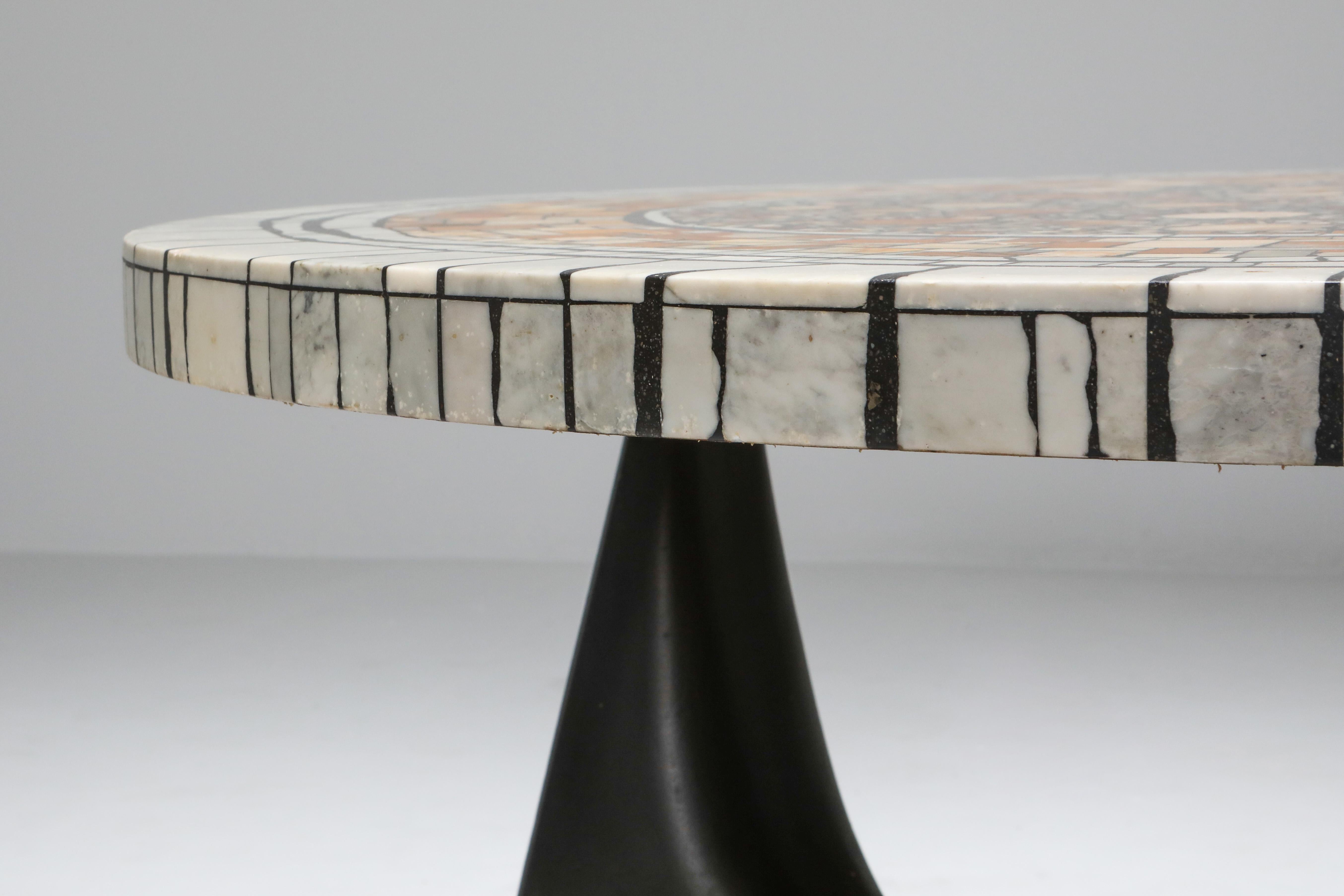 Aluminum Heinz Lilienthal 'Chartre' Marble Mosaic Coffee Table