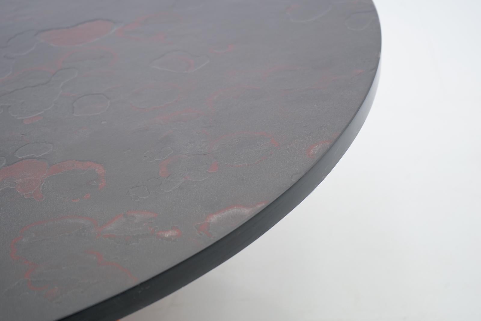 Heinz Lilienthal Circular Coffee Table with Slate Table Top, 1970s In Good Condition For Sale In Frankfurt / Dreieich, DE