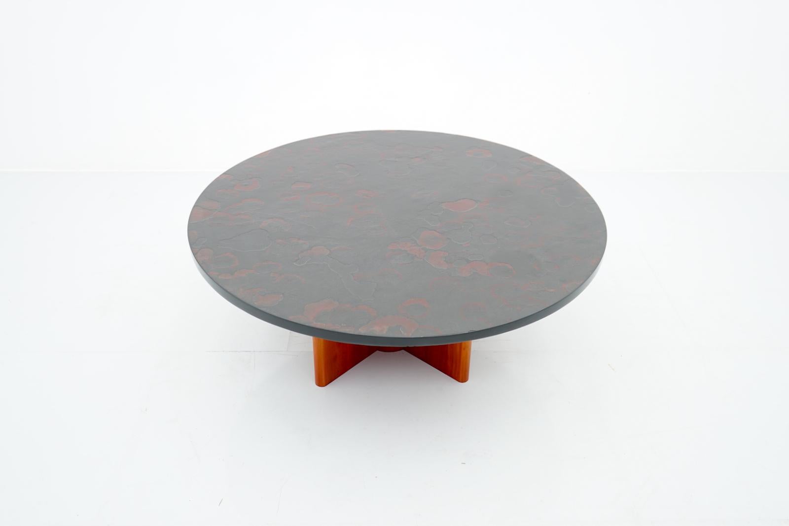 Heinz Lilienthal Circular Coffee Table with Slate Table Top, 1970s For Sale 3