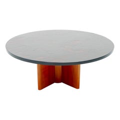 Heinz Lilienthal Circular Coffee Table with Slate Table Top, 1970s
