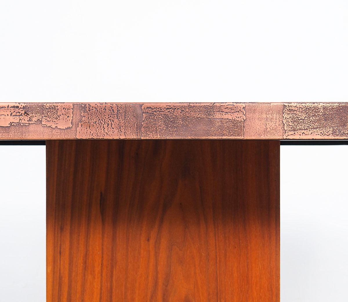 Heinz Lilienthal Coffee Table in Copper and Teak, 1970s 4