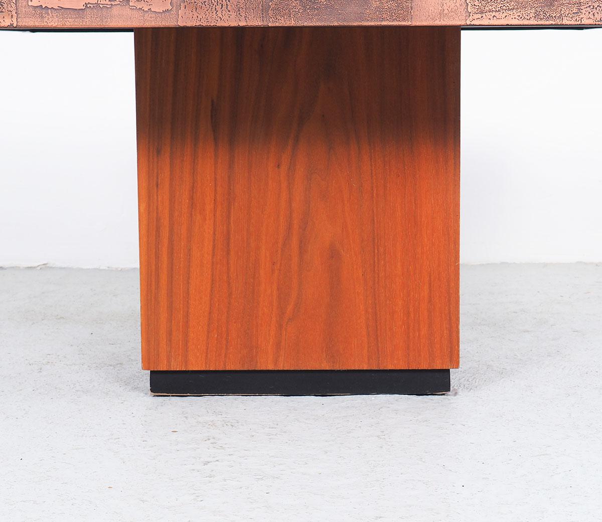 Heinz Lilienthal Coffee Table in Copper and Teak, 1970s For Sale 3