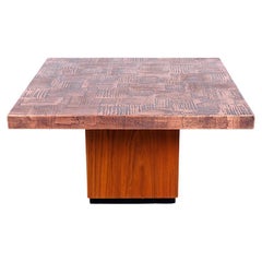 Heinz Lilienthal Coffee Table in Copper and Teak, 1970s